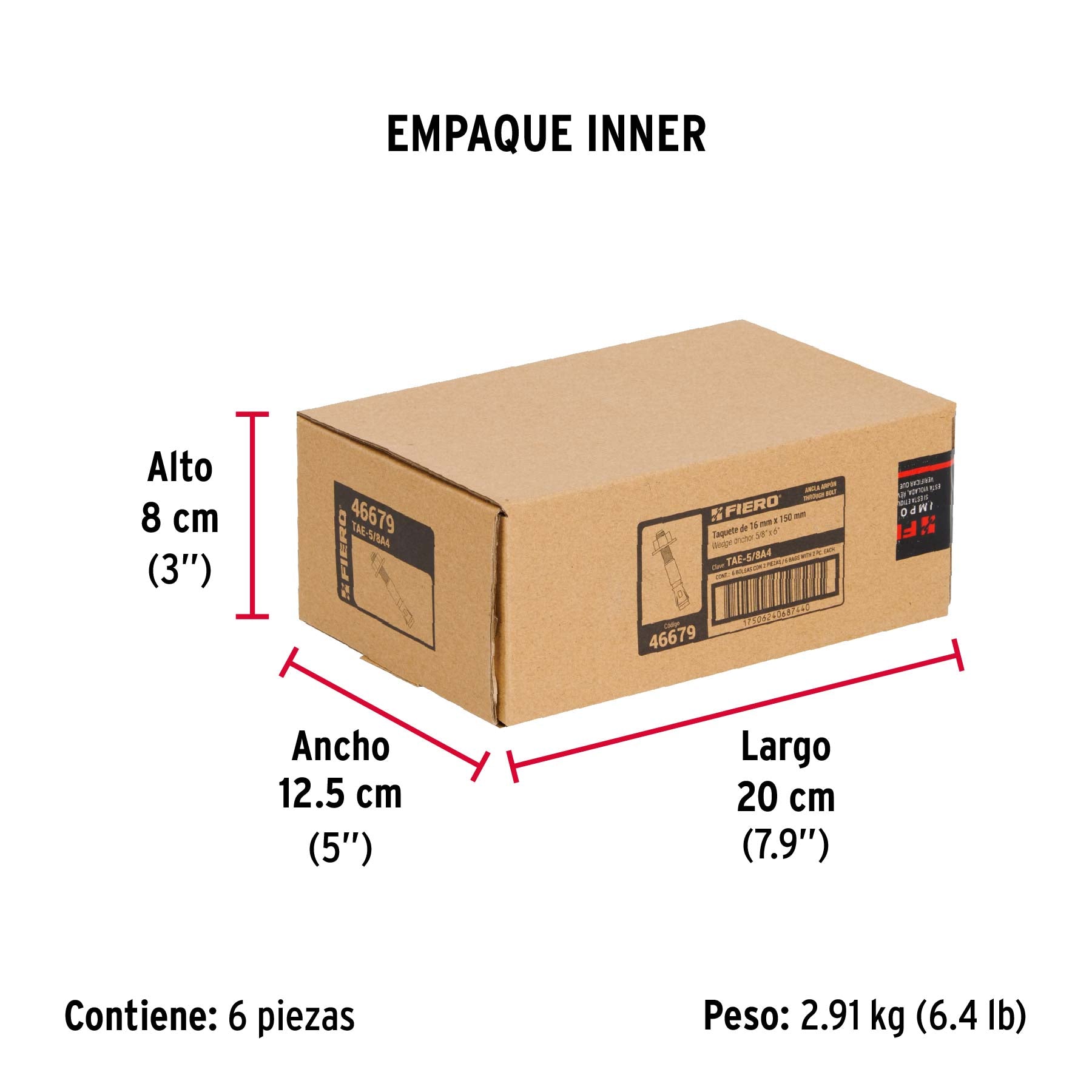 Bolsa con 2 taquetes arpón 5/8" x 6", FIERO - Empaque