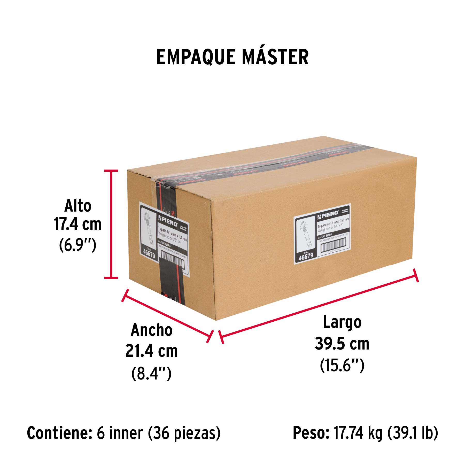 Bolsa con 2 taquetes arpón 5/8" x 6", FIERO - Empaque