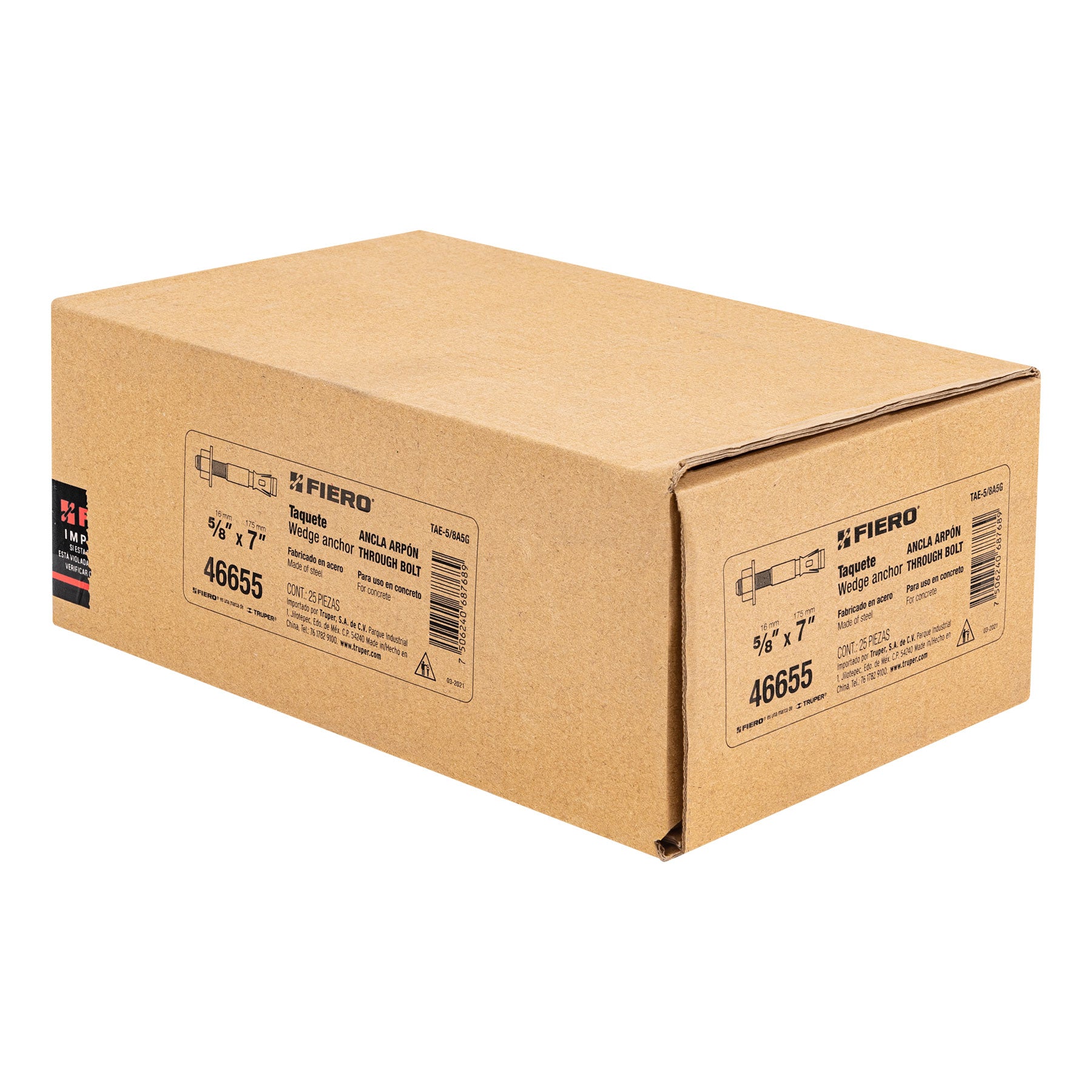 Caja con 25 taquetes arpón de 5/8" x 7", FIERO