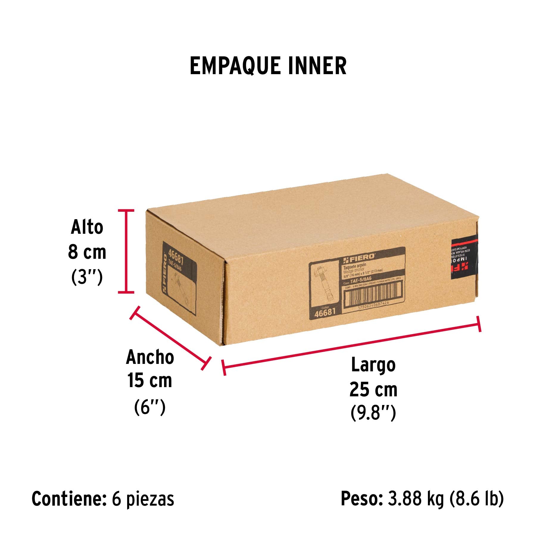 Bolsa con 2 taquetes arpón 5/8" x 8-1/2", FIERO - Empaque