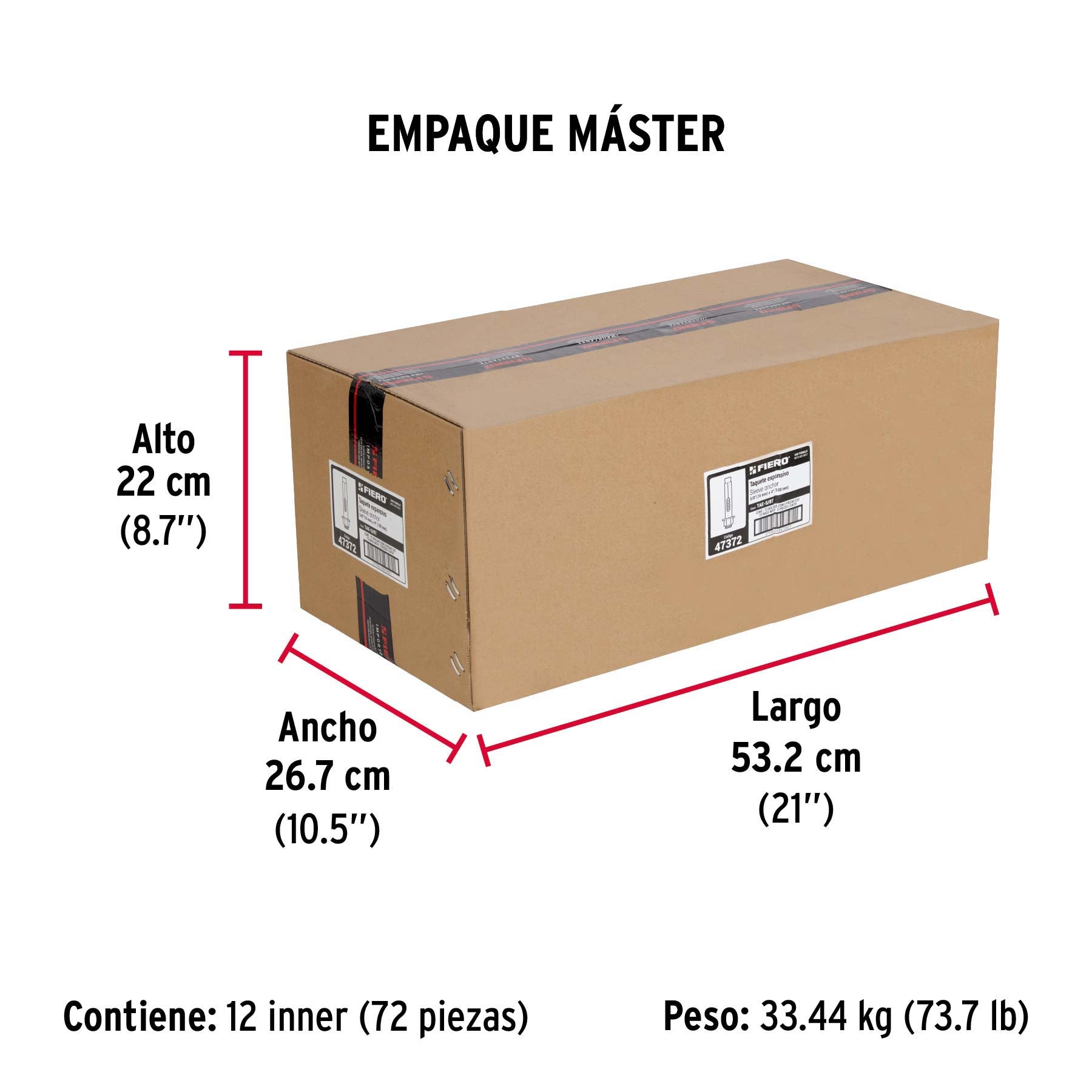 Bolsa con 2 taquetes expansivos de 5/8" con tornillo, FIERO - Empaque