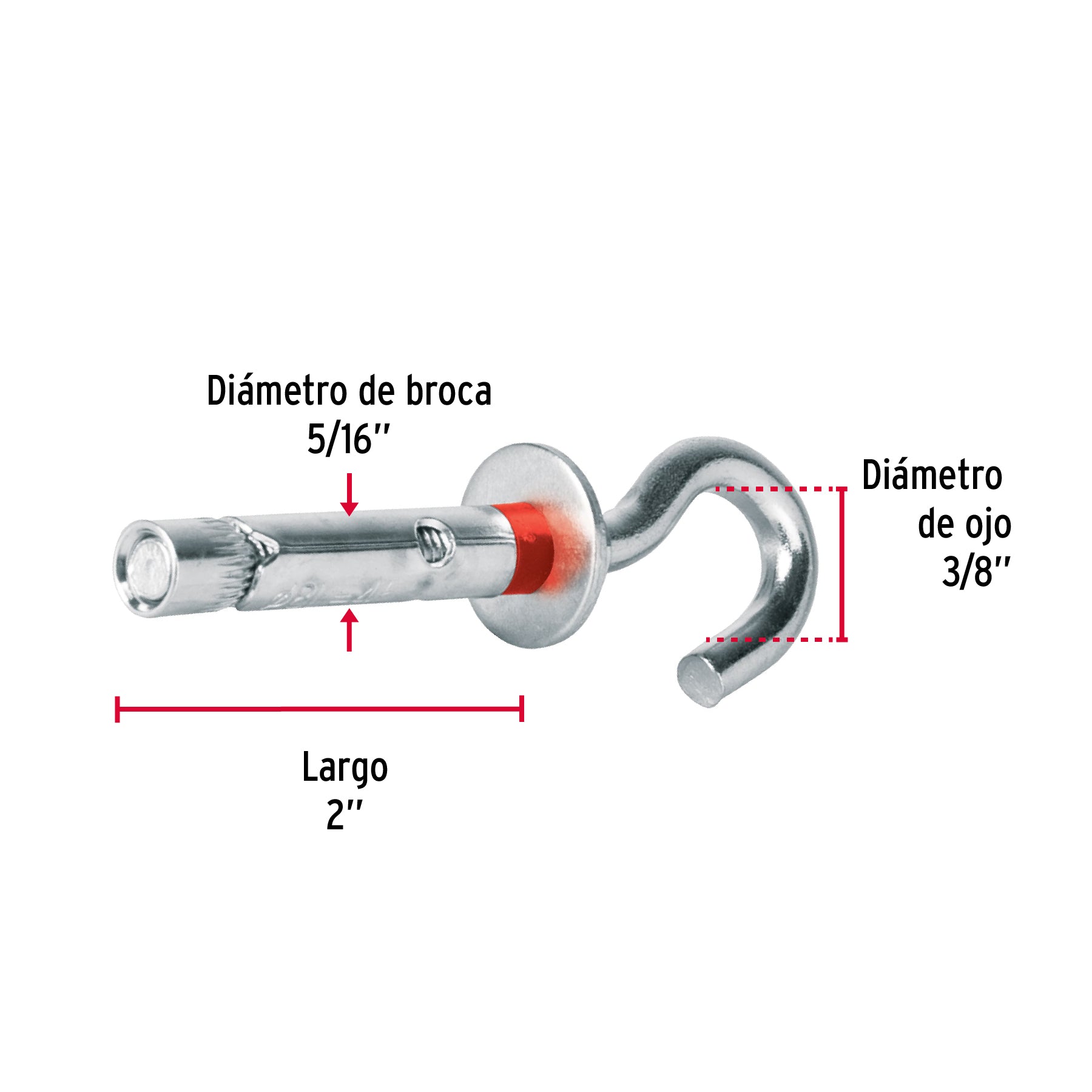 Bolsa con 4 taquetes expansivos 8x50 mm con armella abierta