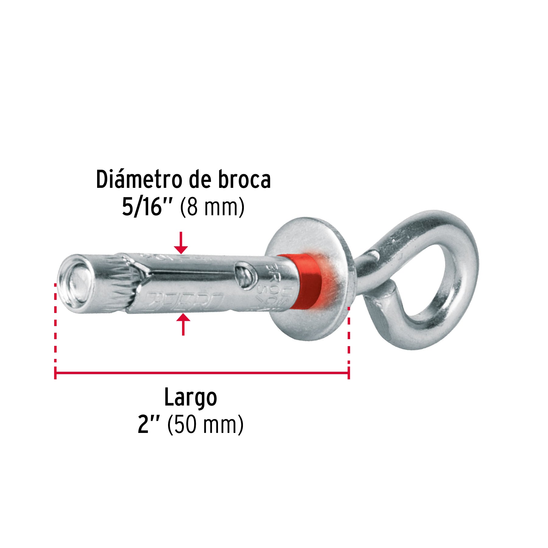 Caja con 100 taquetes expansivos 8x50 mm con armella cerrada