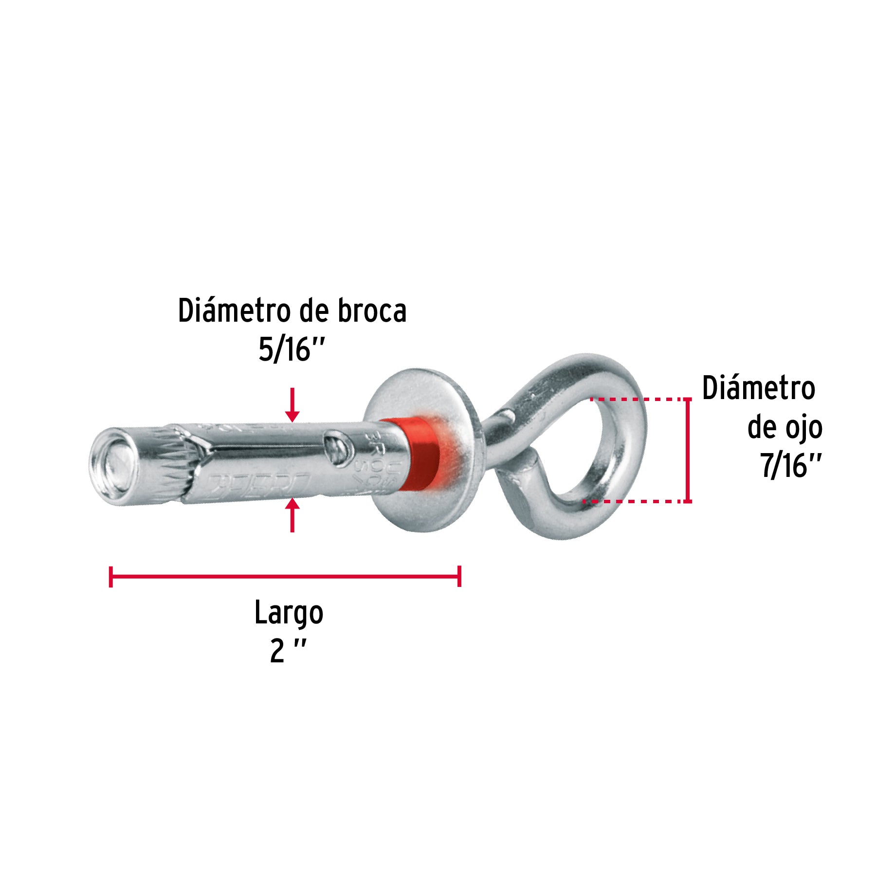 Bolsa con 4 taquetes expansivos 8x50 mm con armella cerrada