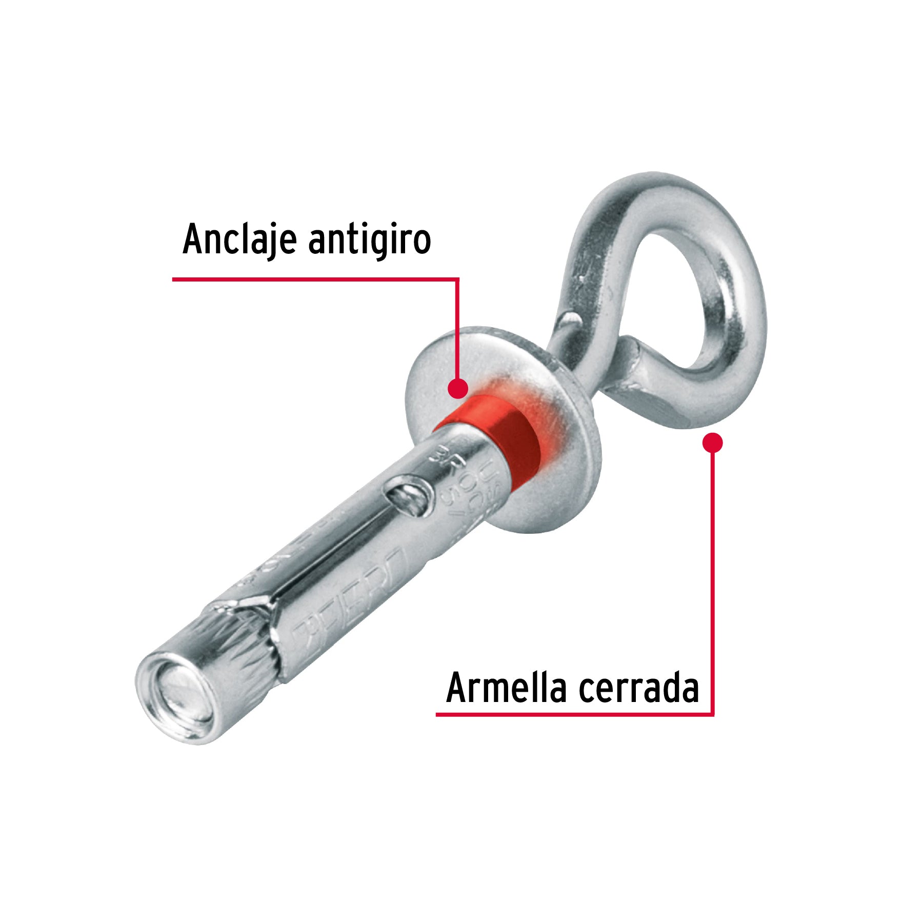 Bolsa con 4 taquetes expansivos 8x50 mm con armella cerrada