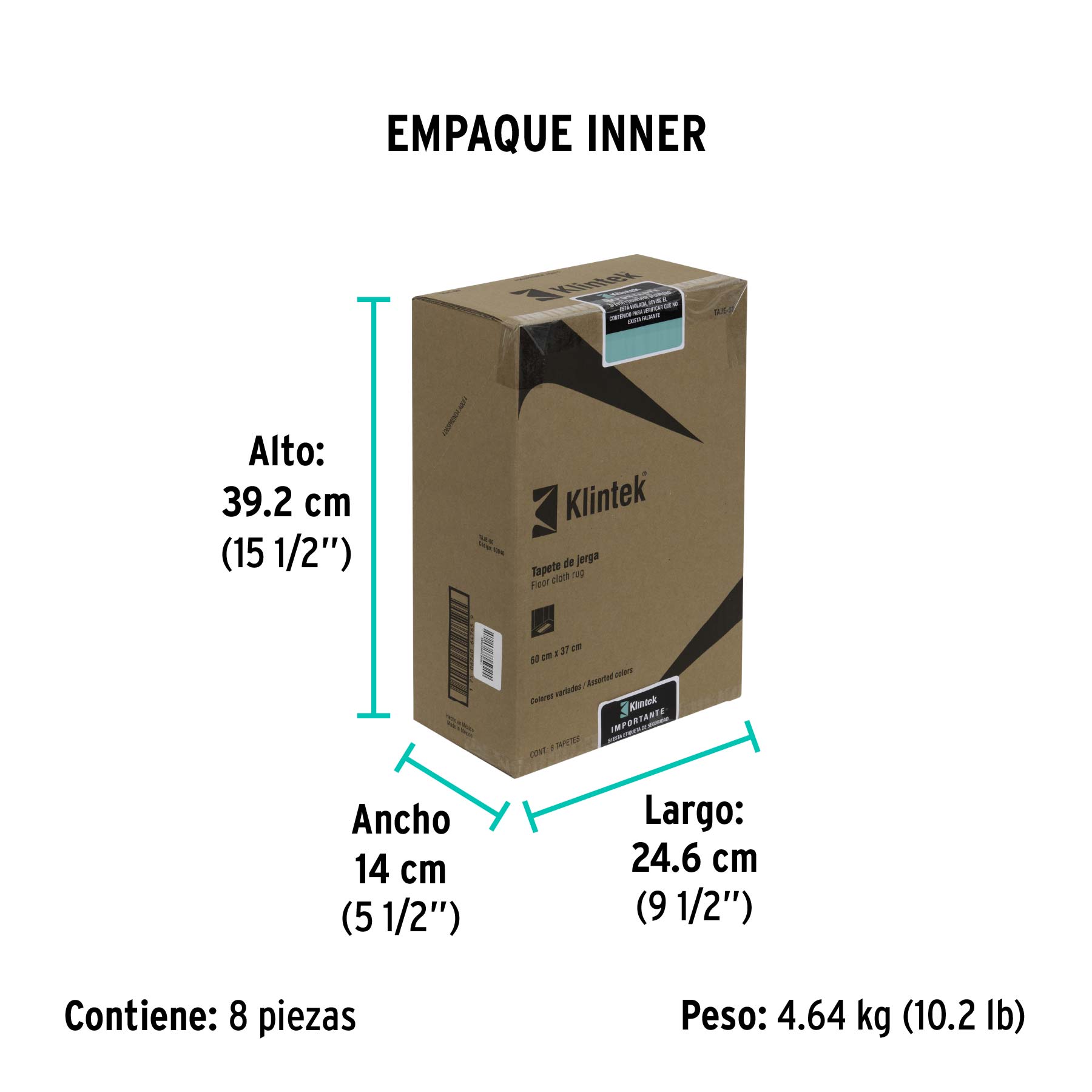 Tapete de jerga de 60 cm, KLINTEK - Empaque