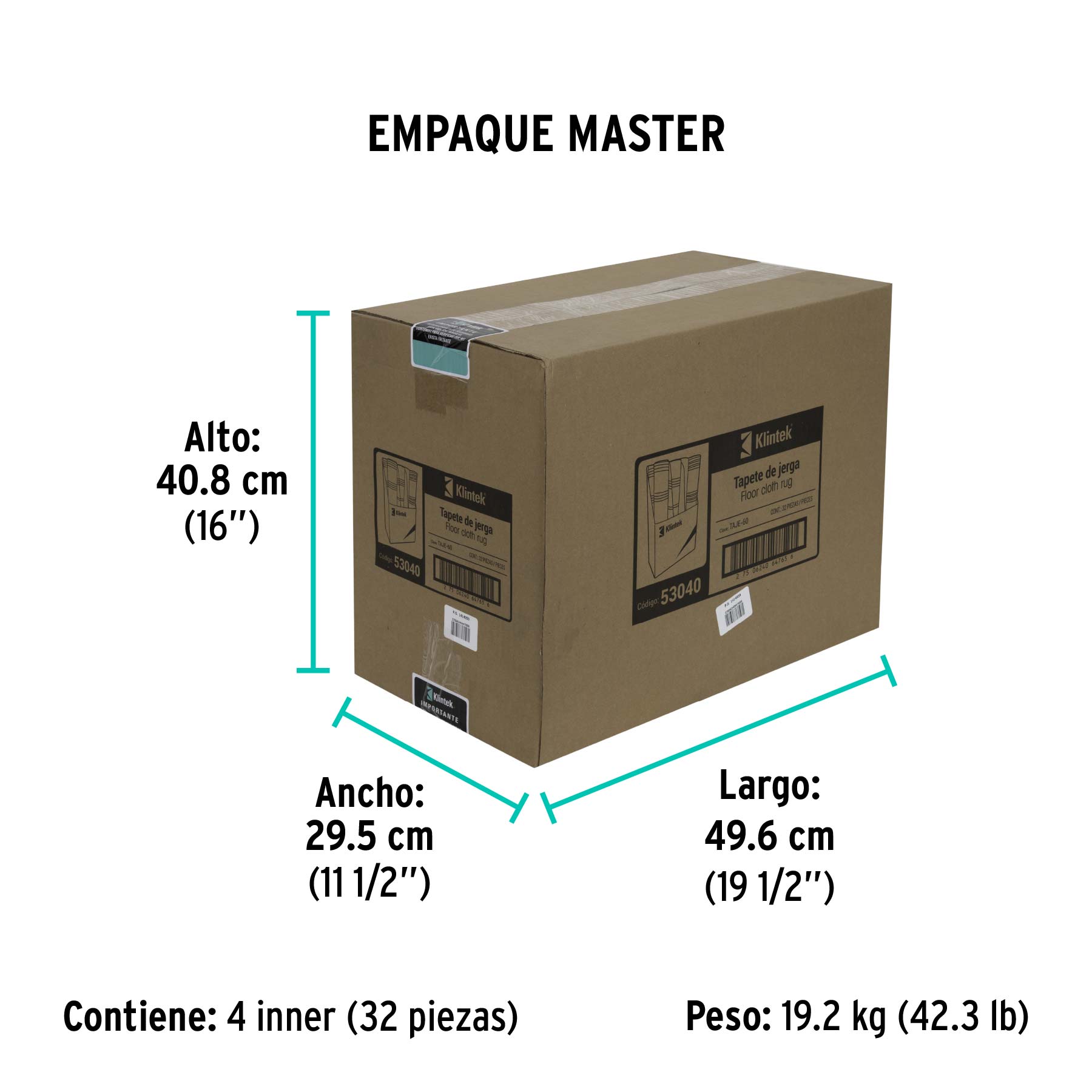 Tapete de jerga de 60 cm, KLINTEK - Empaque