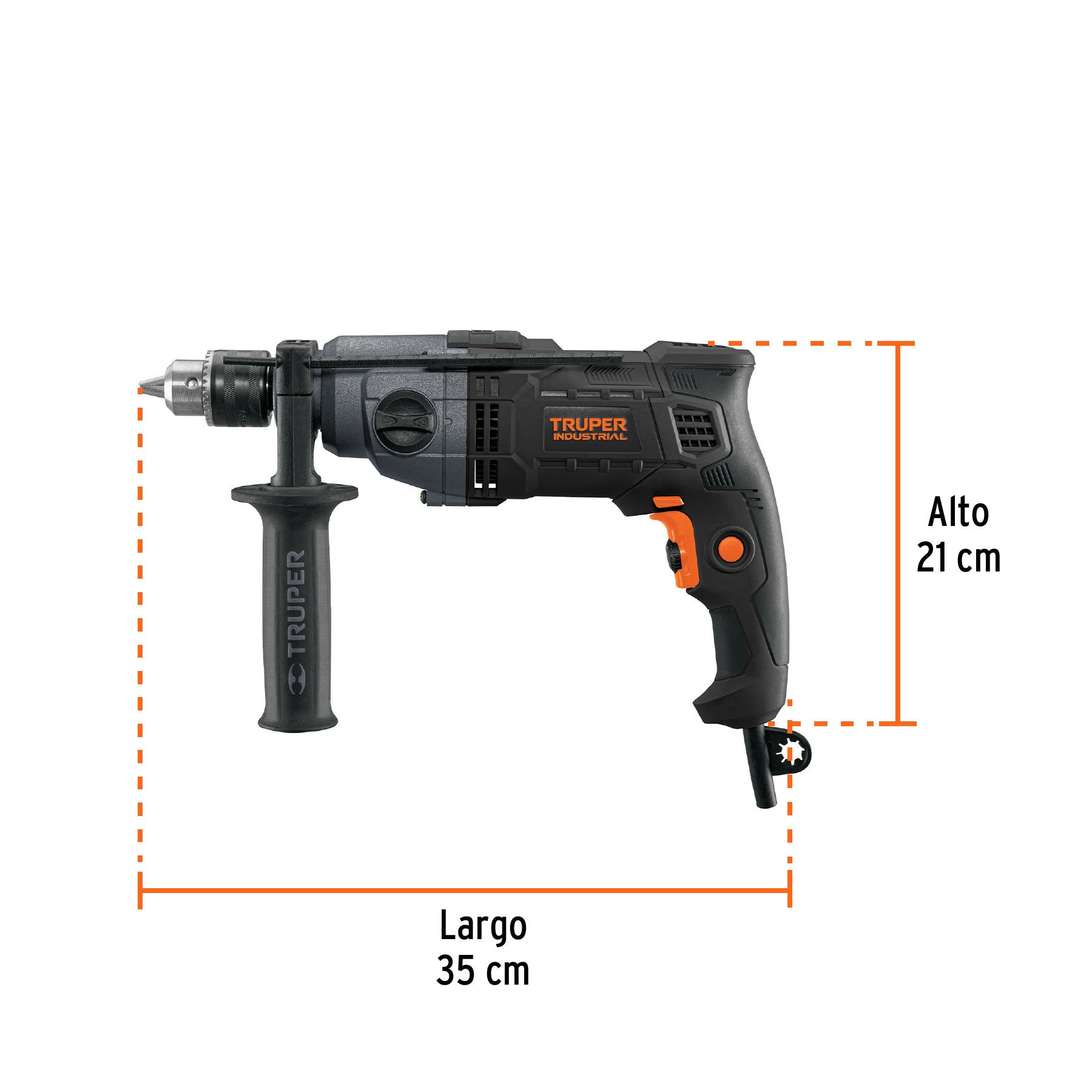 Taladro/destornillador 1/2", 800W dos velocidades,INDUSTRIAL