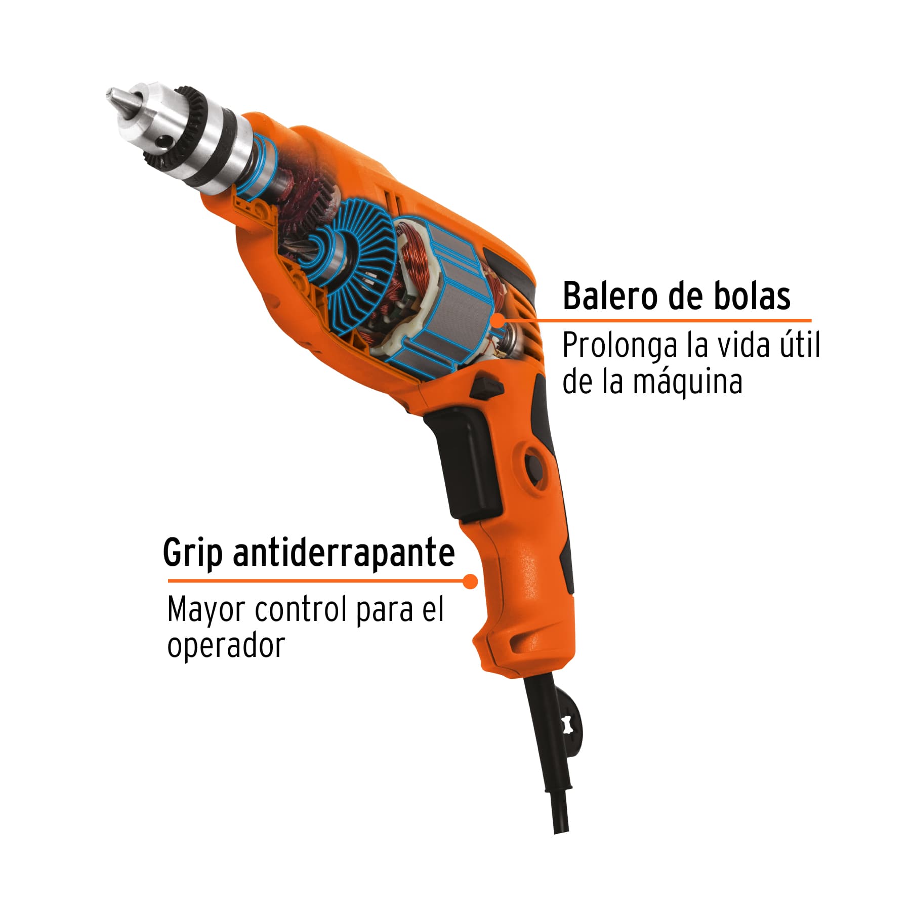 Taladro/destornillador 3/8", 400W, TRUPER PRO