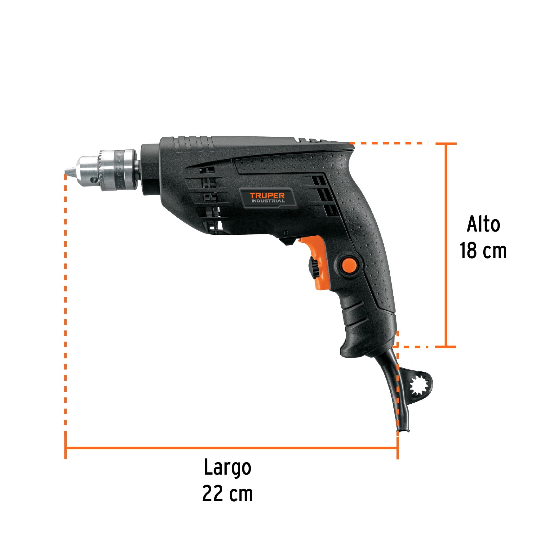 Taladro/destornillador 3/8", 450W, TRUPER INDUSTRIAL