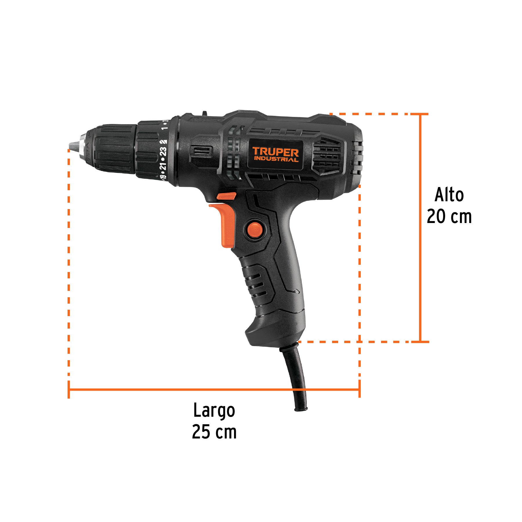 Taladro/destornillador 3/8", 400W, TRUPER INDUSTRIAL