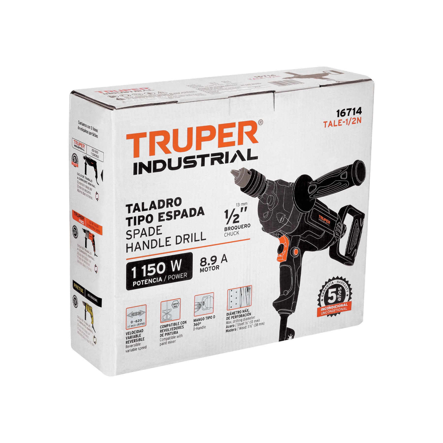 Taladro/destornillador tipo espada 1/2", 1150W, INDUSTRIAL