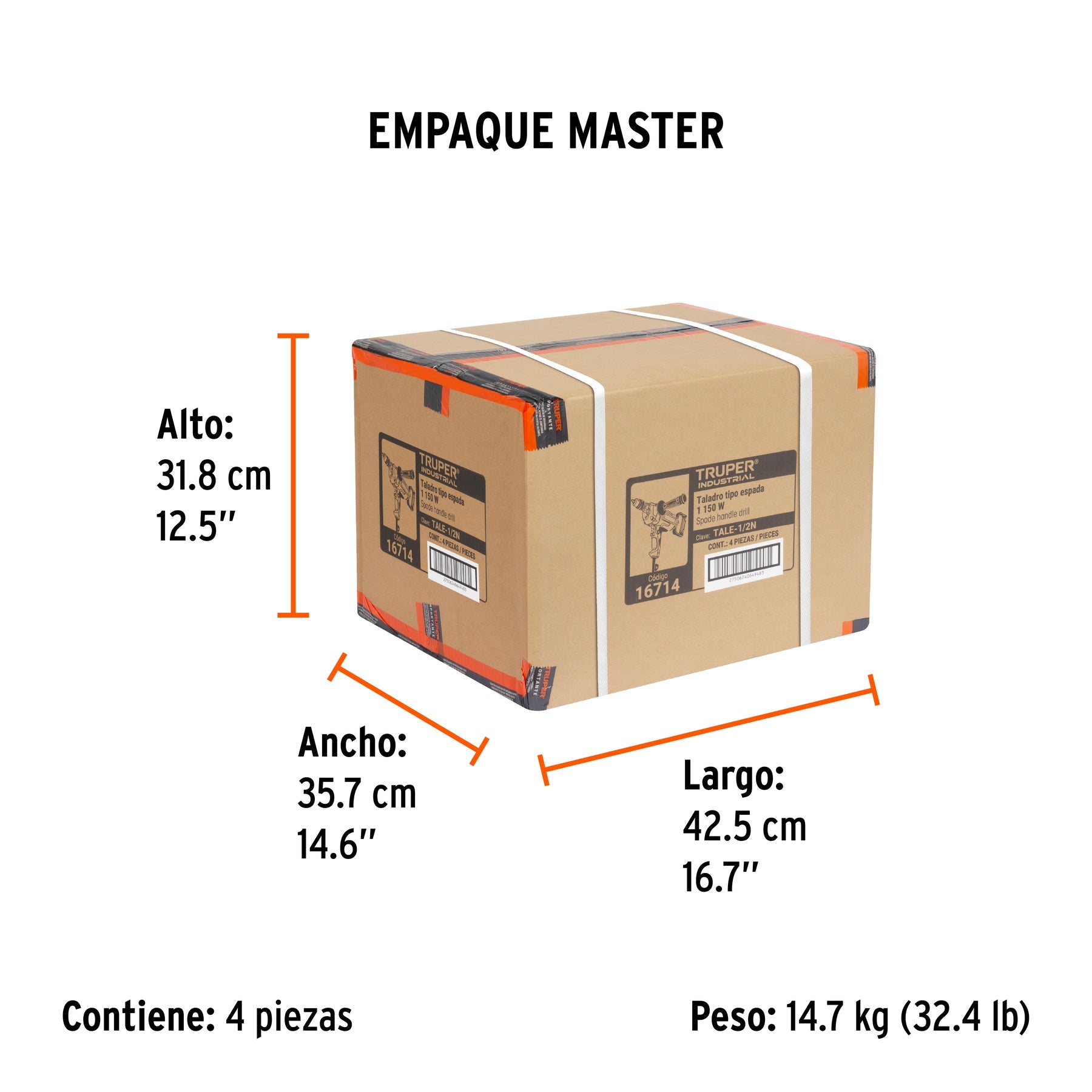 Taladro/destornillador tipo espada 1/2", 1150W, INDUSTRIAL - Empaque