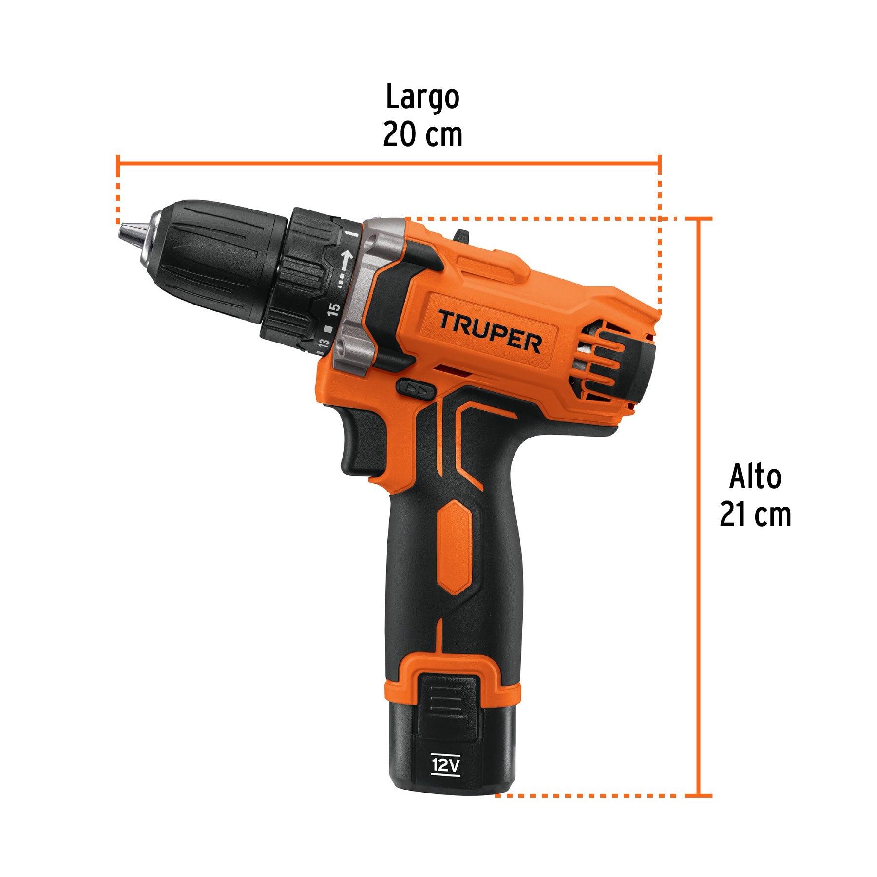 Taladro/destornillador compacto 3/8", 12V, 1 bat 2Ah, PRO