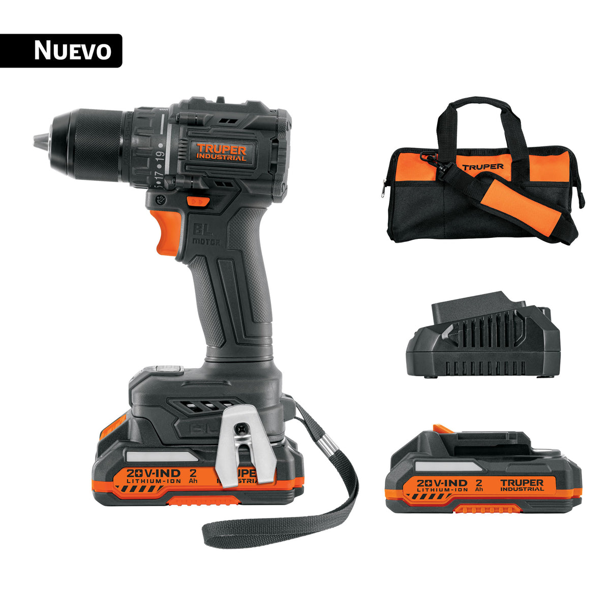 Taladro/destornillador 1/2", 20V, 70Nm, 2 baterías 2Ah