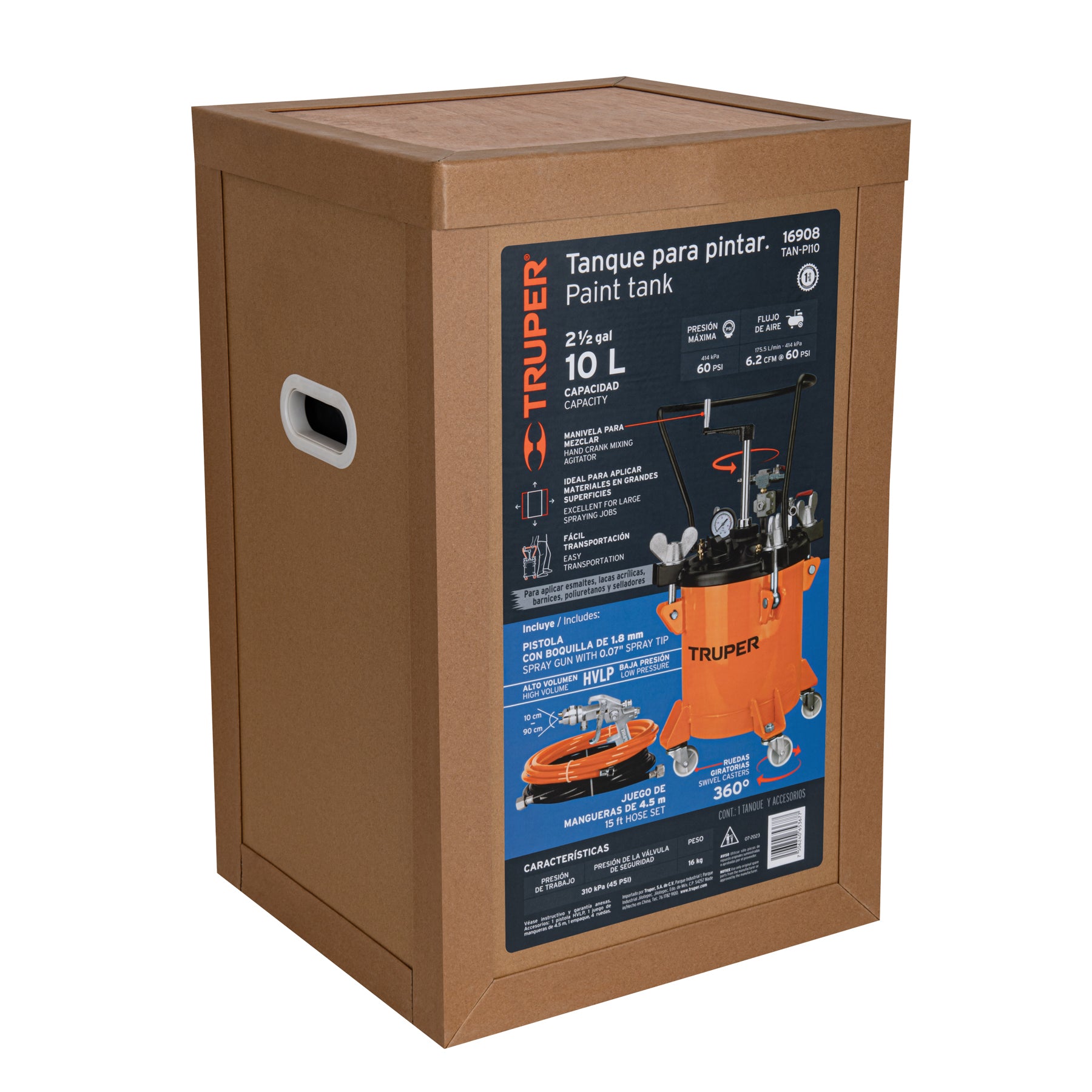 Tanque para pintura con manguera y pistola, 10 L, TRUPER