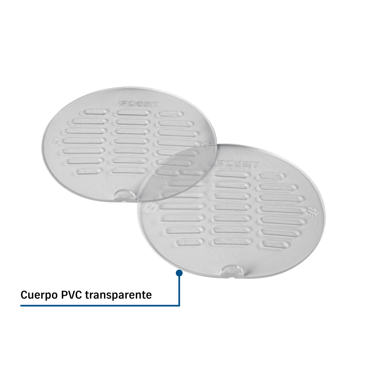 Juego de 2 tapas transparentes de PVC para coladera 5",FOSET
