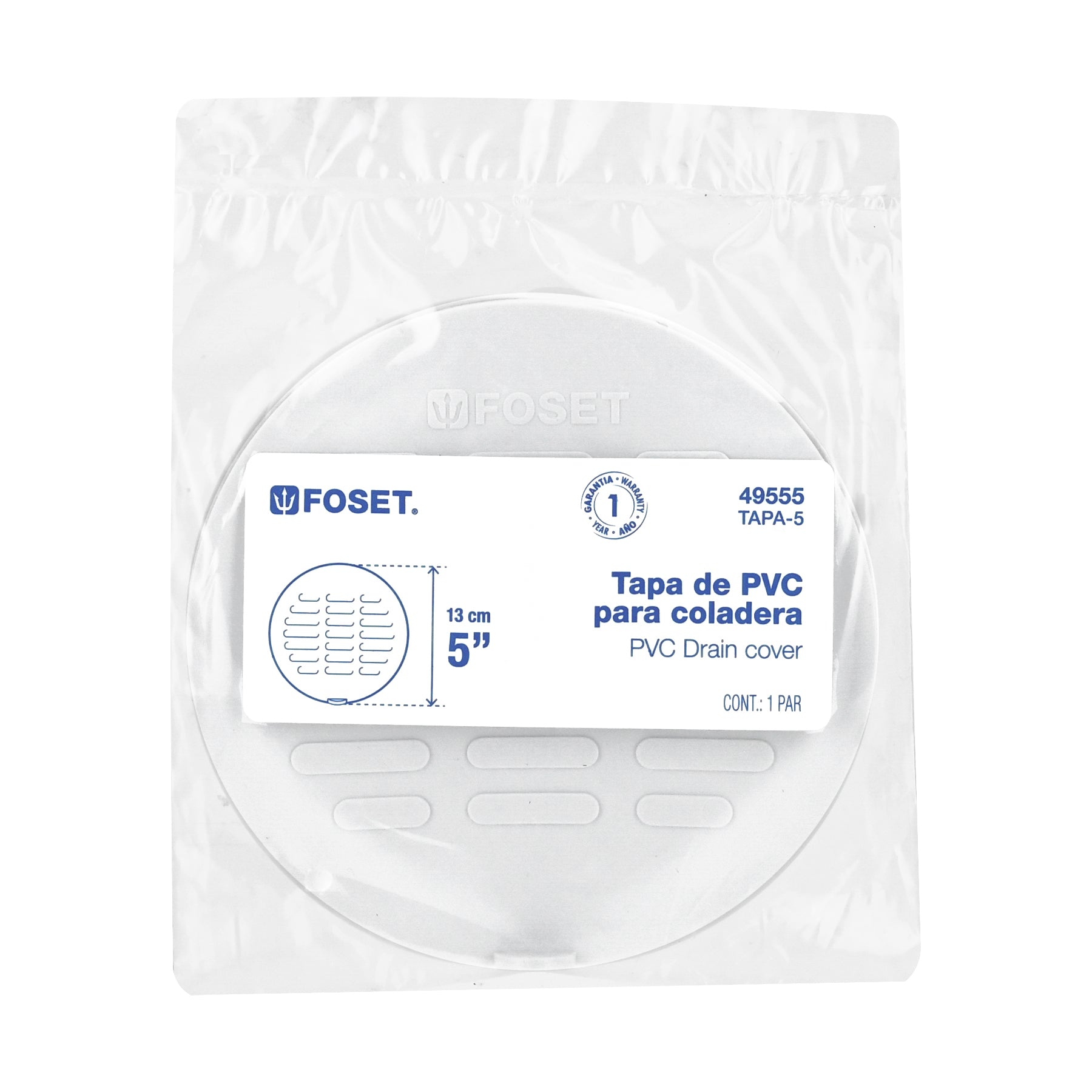 Juego 2 tapas para coladera de 5", FOSET