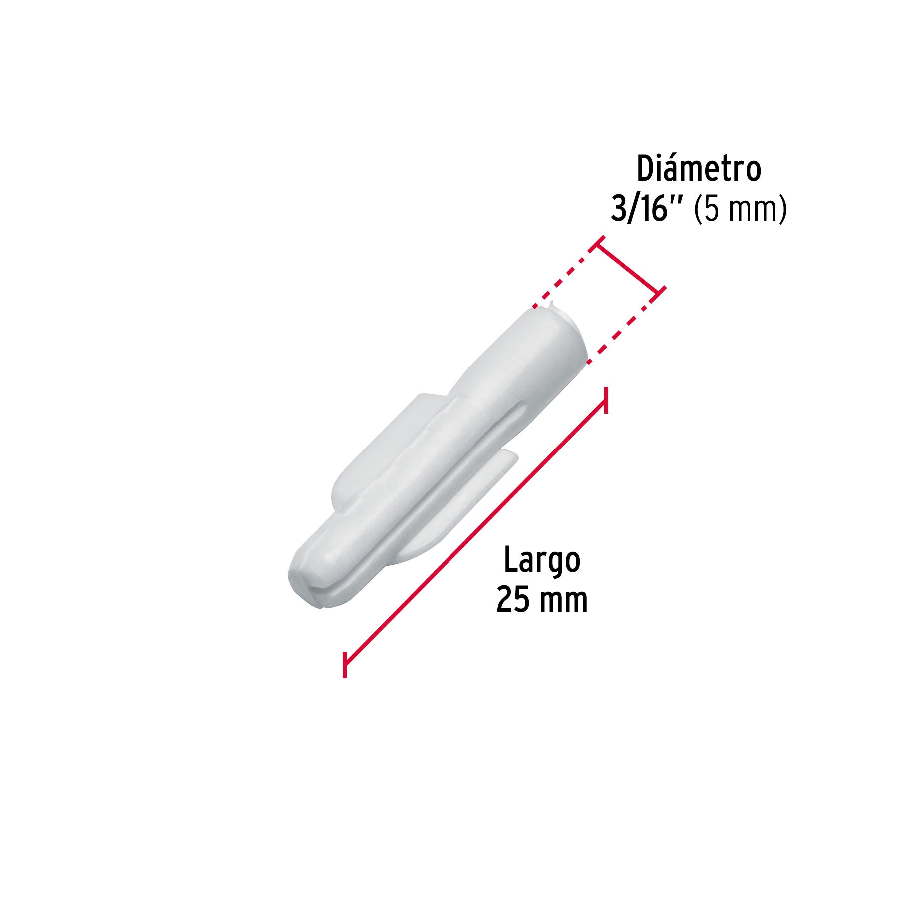 Bolsa con 50 taquetes de plástico 3/16", FIERO