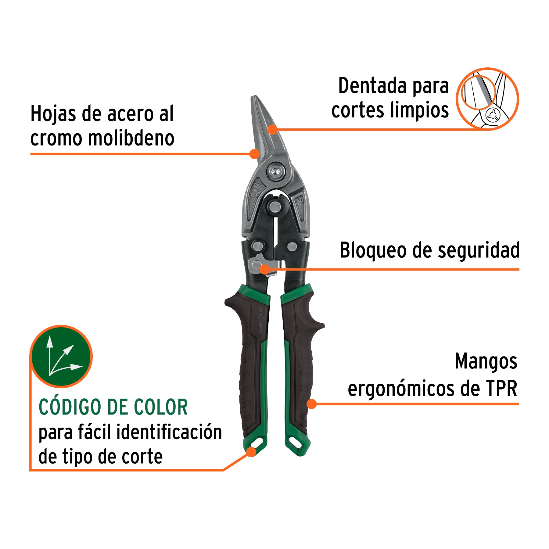 Tijera de aviación 10" corte derecho, TRUPER EXPERT