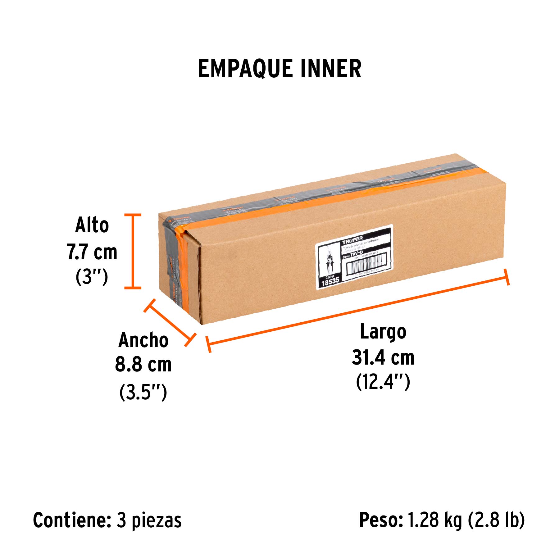 Tijera de aviación 10" corte derecho, TRUPER - Empaque