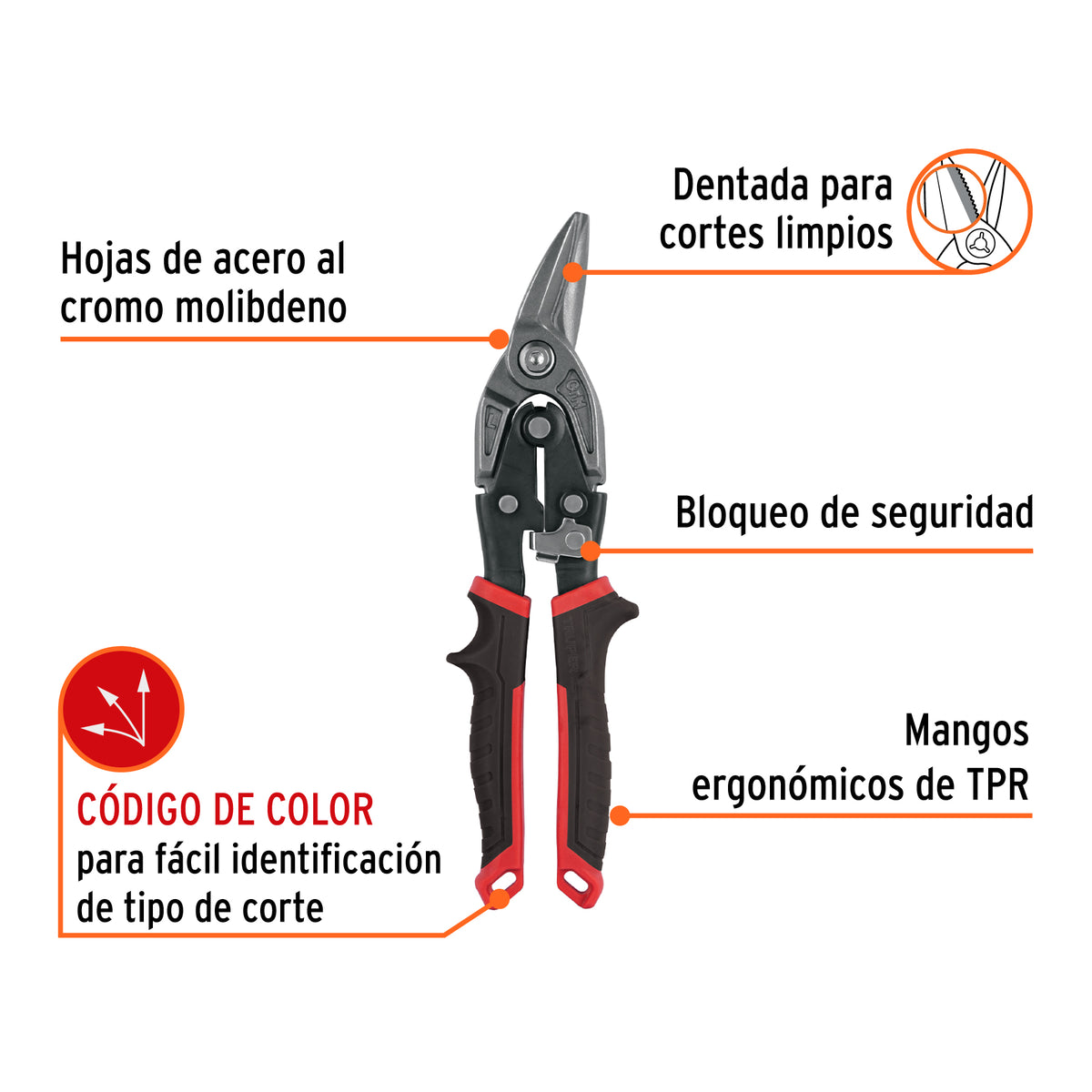 Tijera de aviación 10" corte izquierdo, TRUPER EXPERT