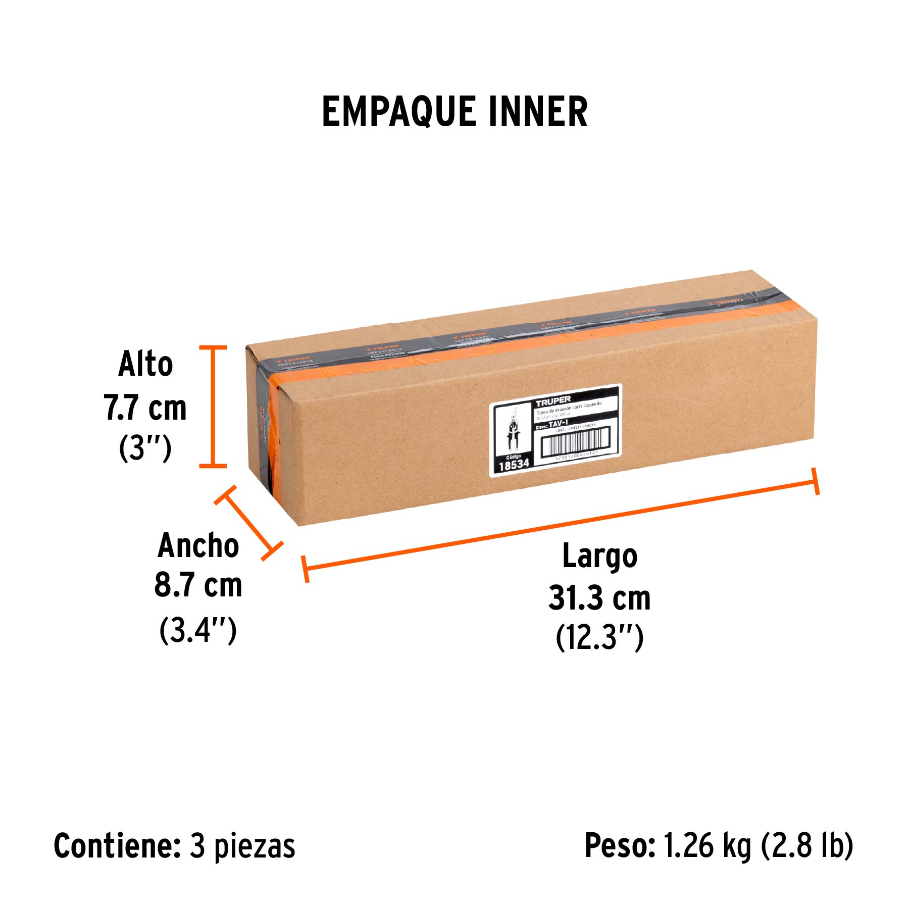 Tijera de aviación 10" corte izquierdo, TRUPER - Empaque