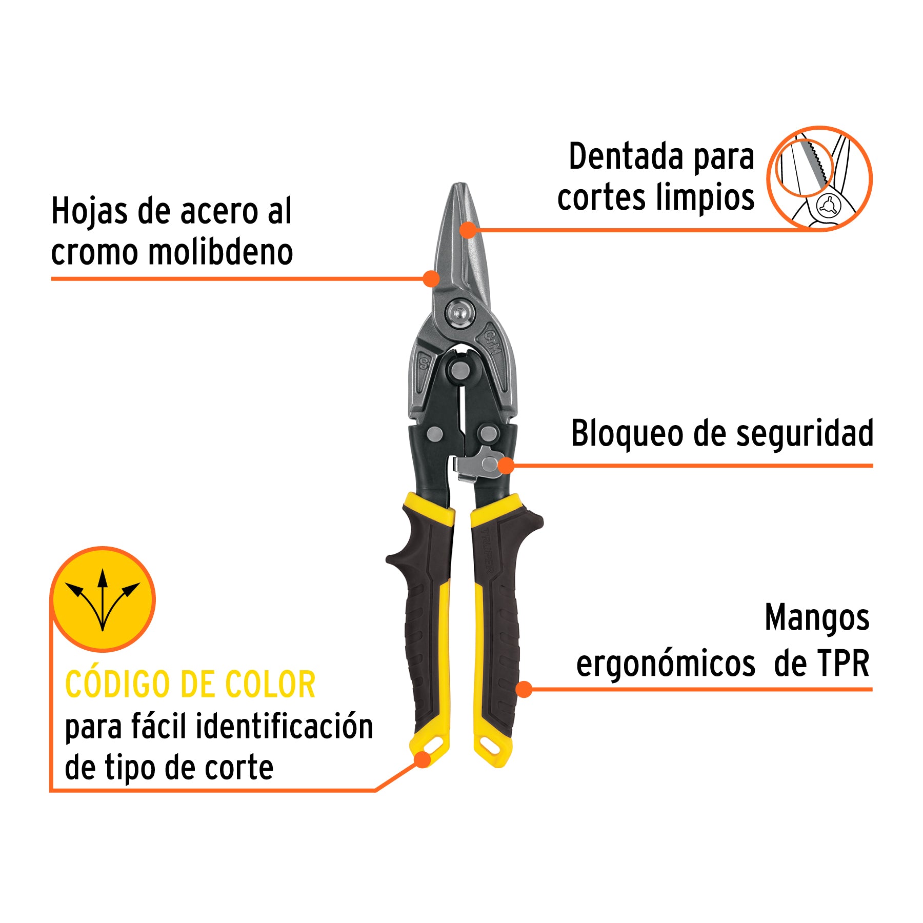 Tijera de aviación 10" corte recto, TRUPER EXPERT