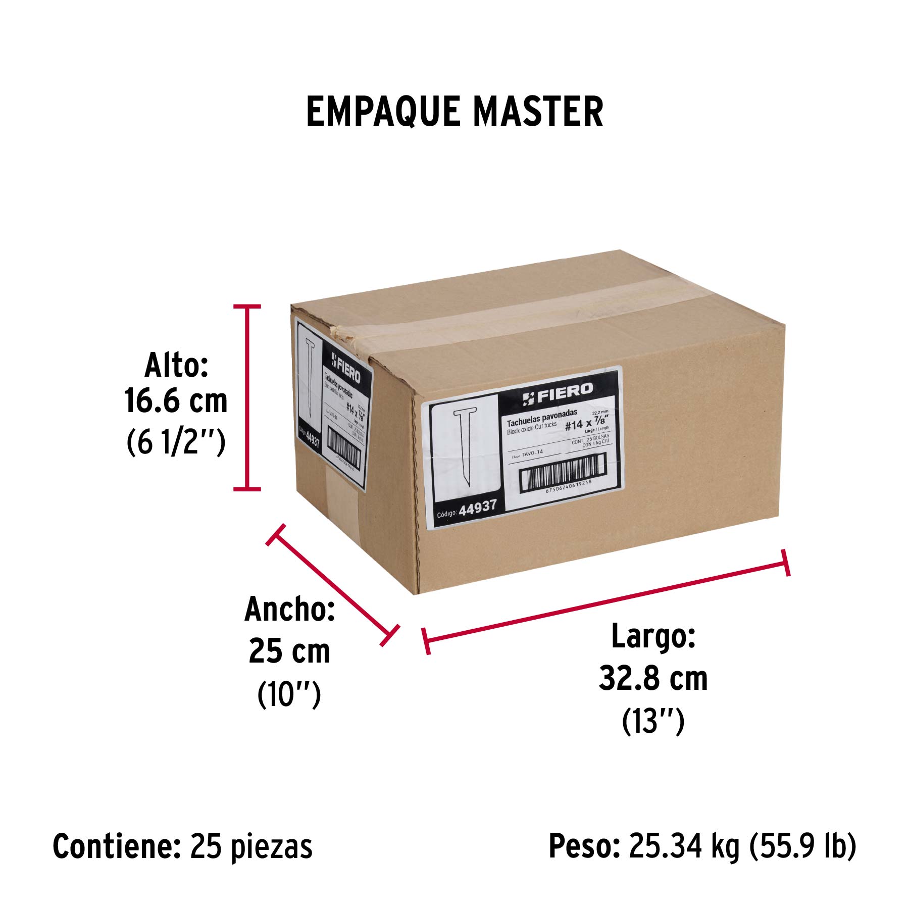 Bolsa con 1 kg de tachuelas pavonadas No. 14, FIERO - Empaque