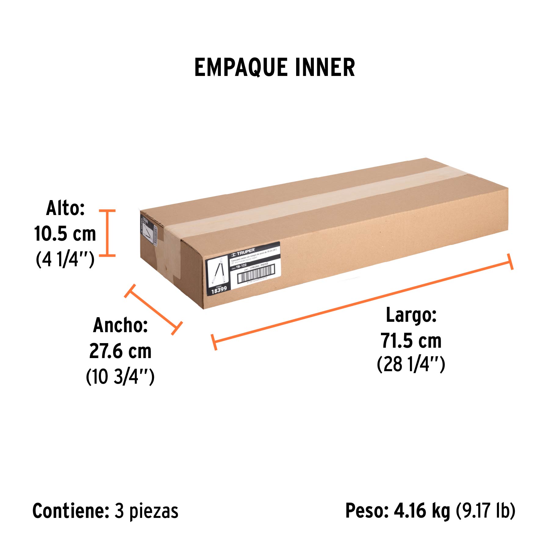 Tijera para ramas 70 cm, Classic, mangos tubulares, TRUPER - Empaque