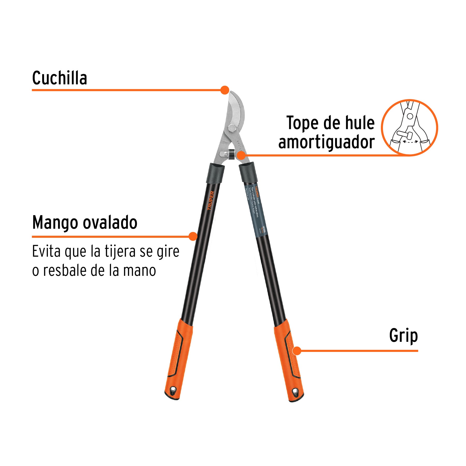 Tijera para ramas 70 cm, Classic, mangos tubulares, TRUPER