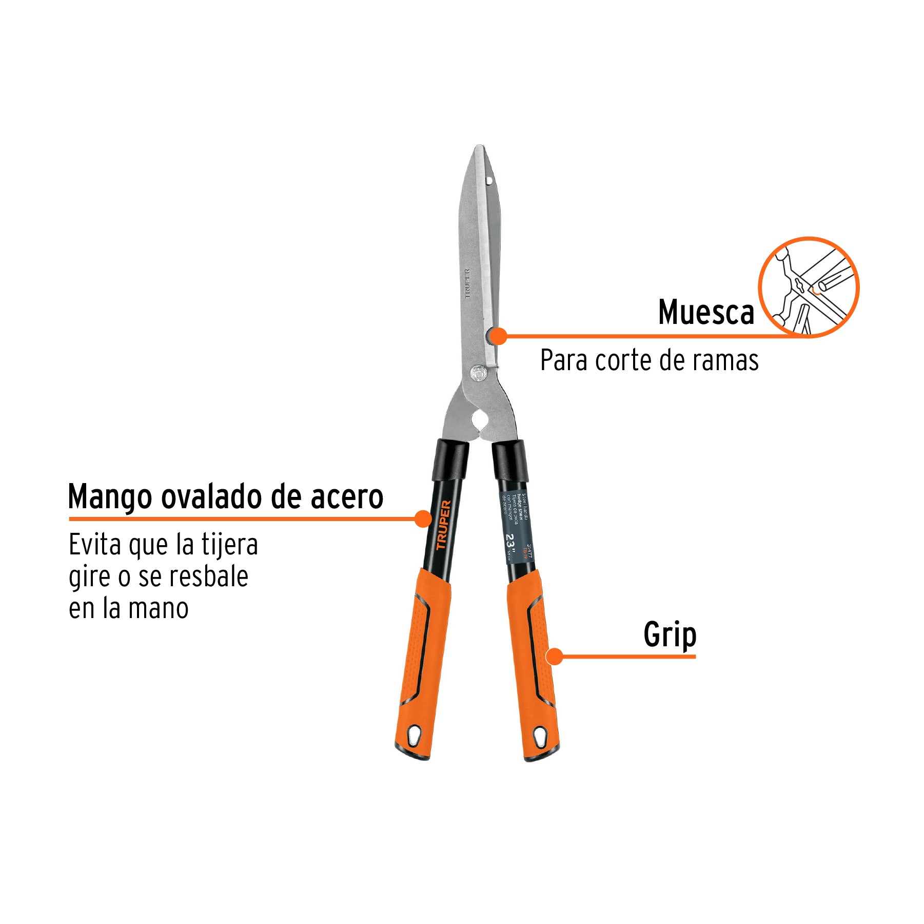 Tijera para poda 58 cm, Classic, mangos tubulares, TRUPER