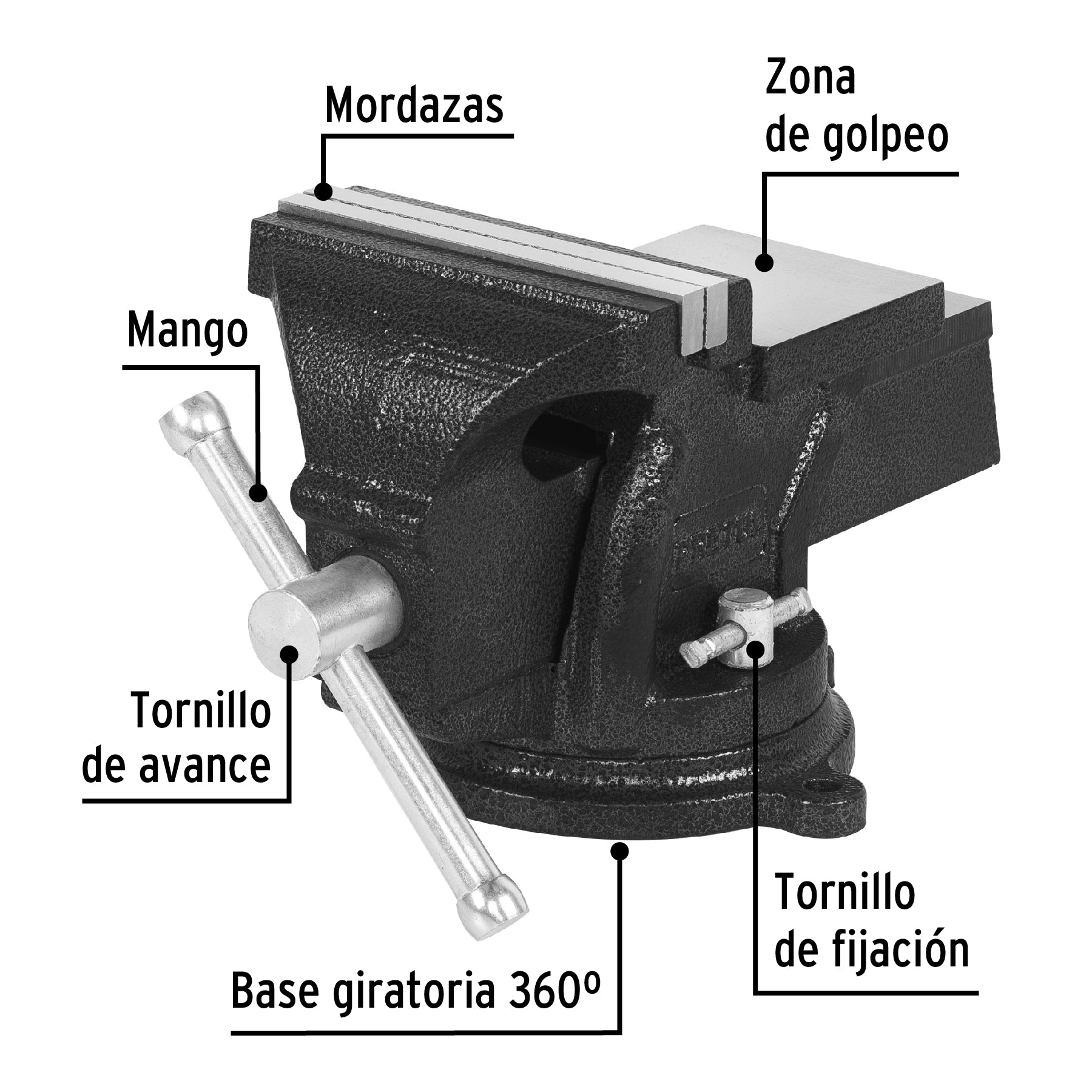 Tornillo de banco 5" de hierro gris, PRETUL
