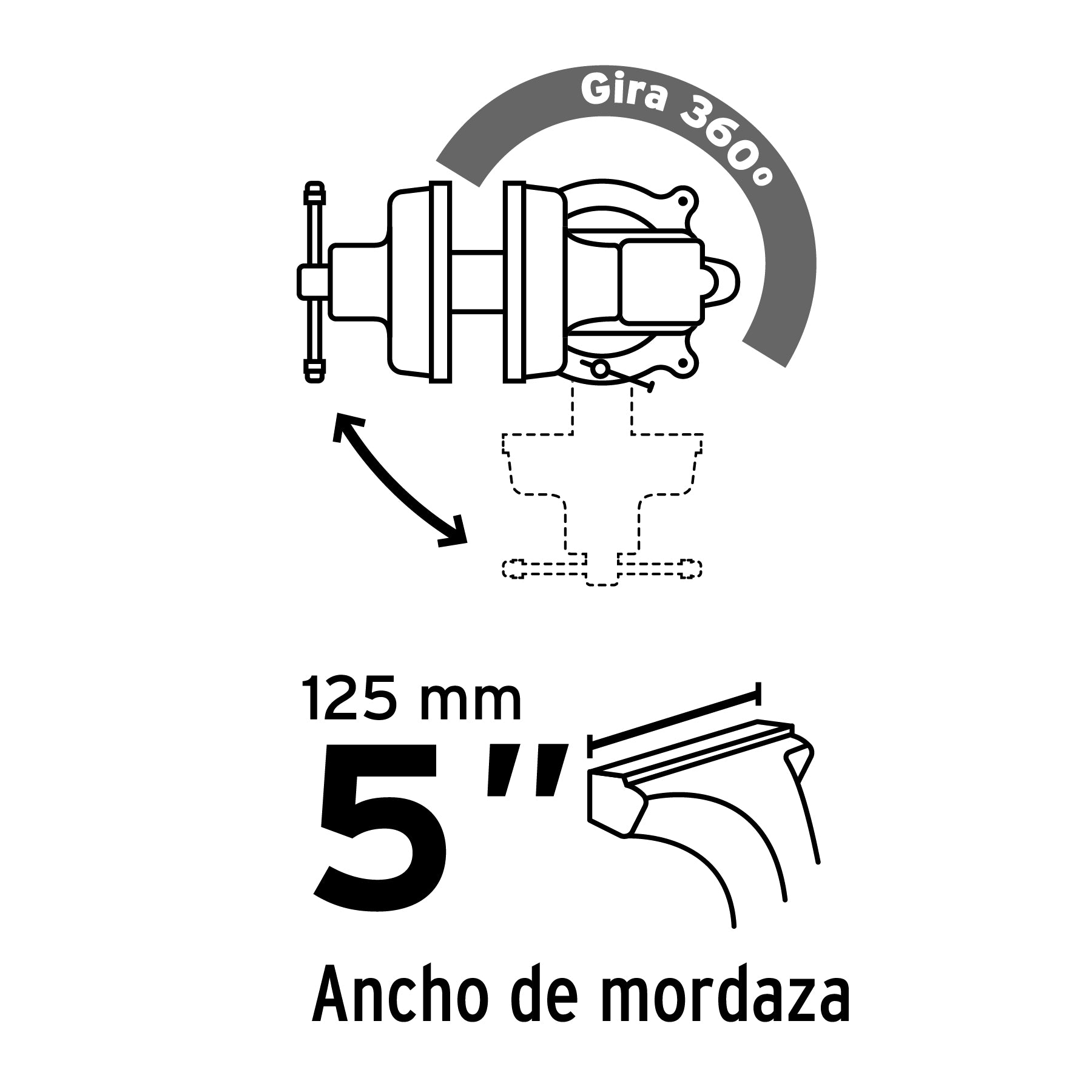 Tornillo de banco 5" de hierro gris, PRETUL