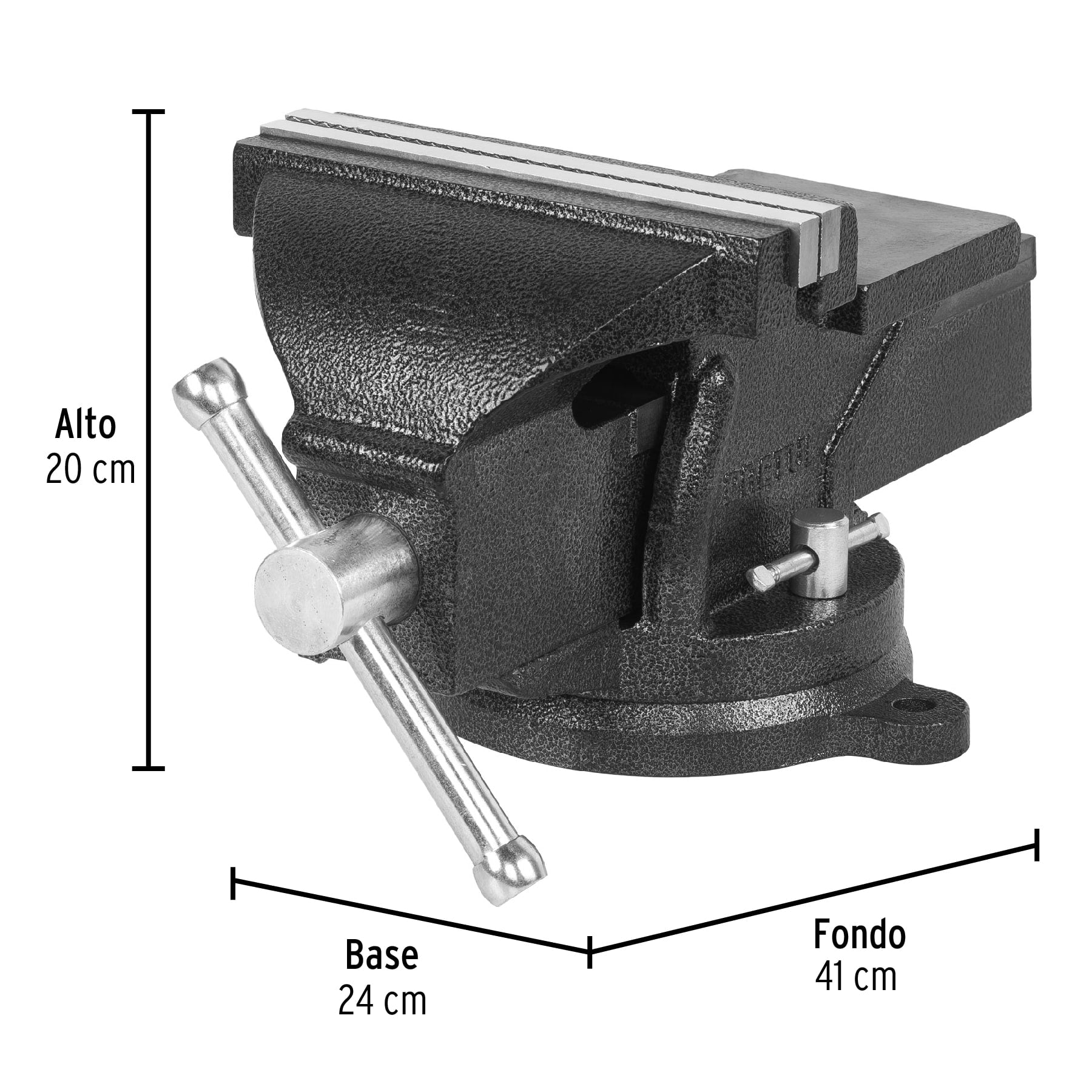 Tornillo de banco 8" de hierro gris, PRETUL