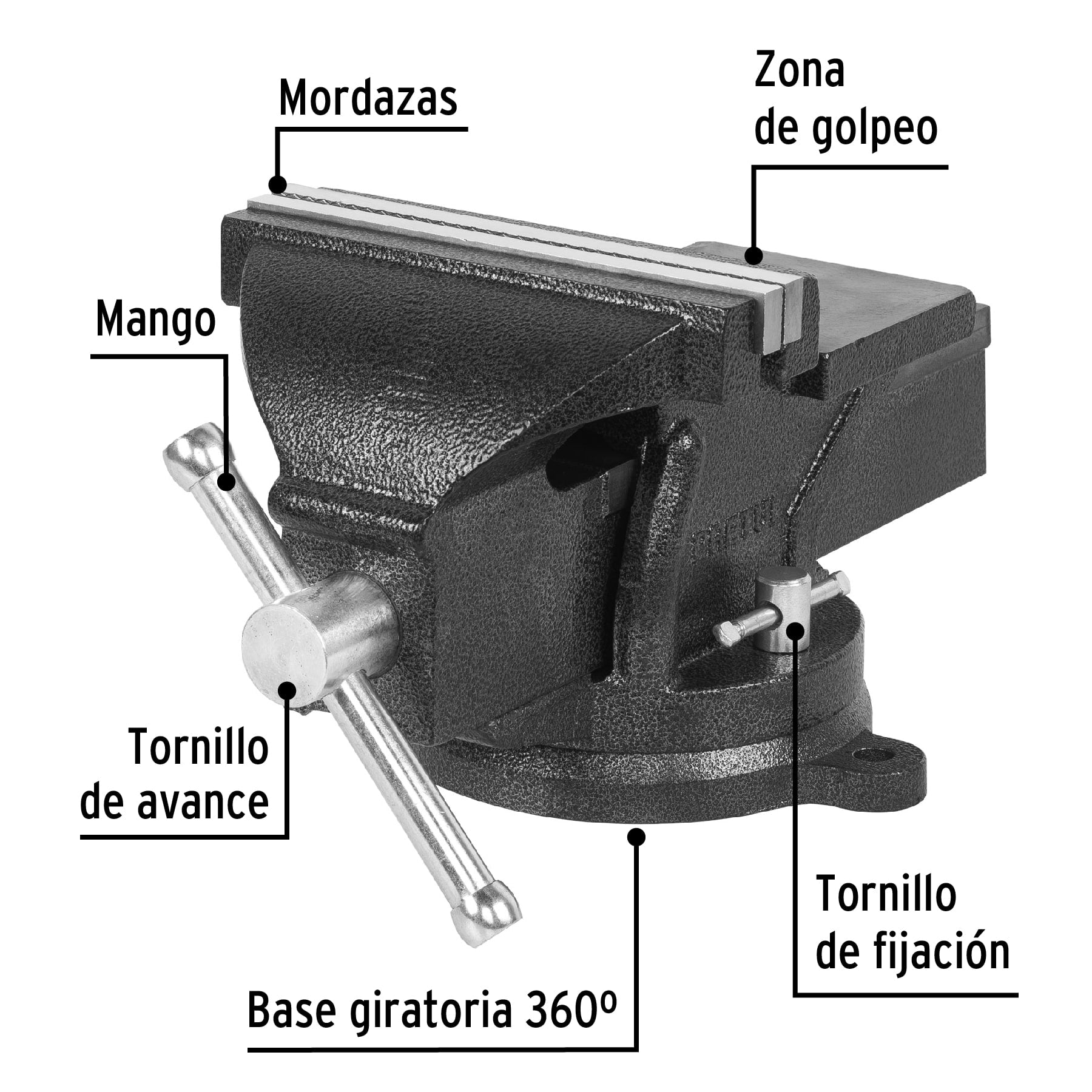 Tornillo de banco 8" de hierro gris, PRETUL