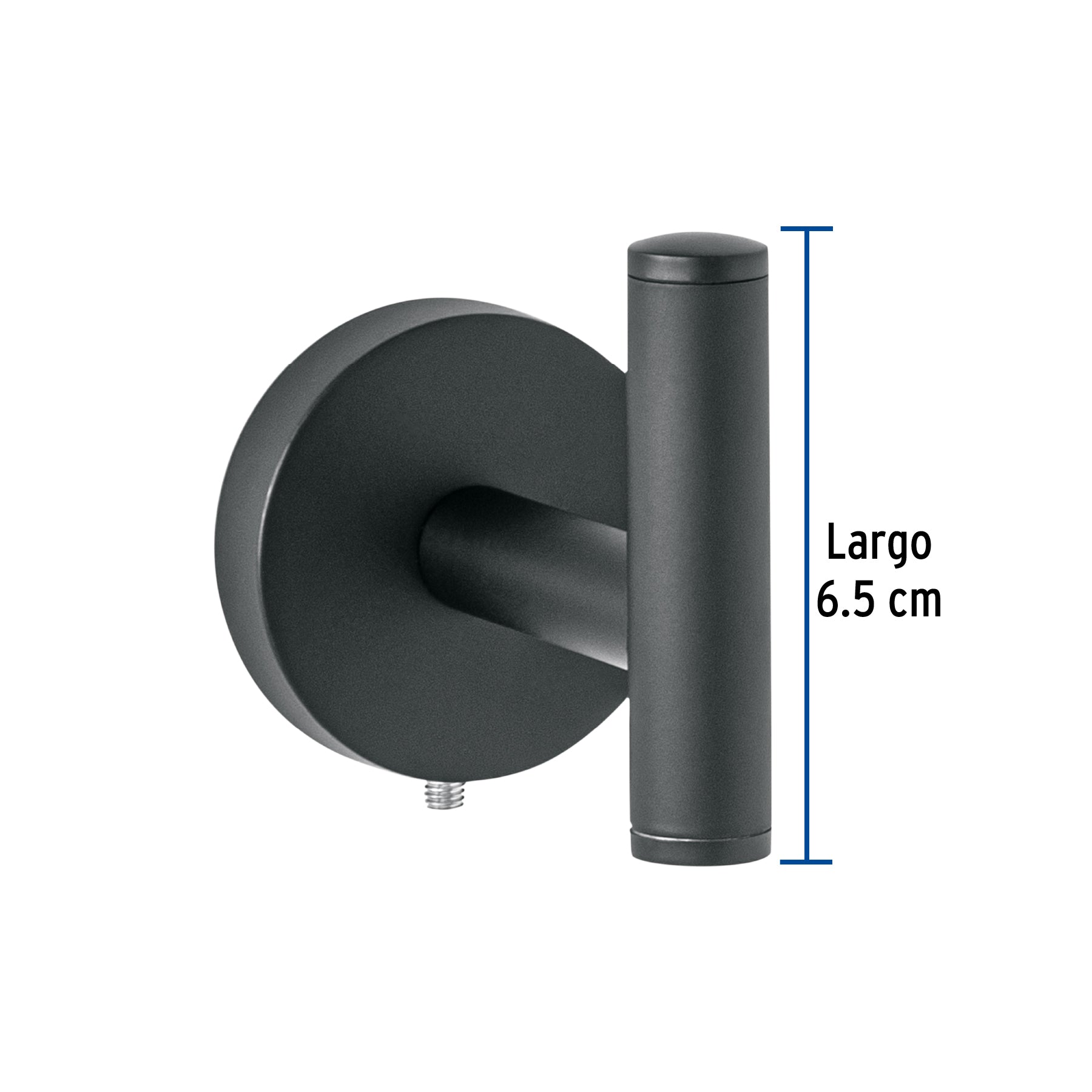 Gancho sencillo metálico acabado negro, FOSET TÚBIG