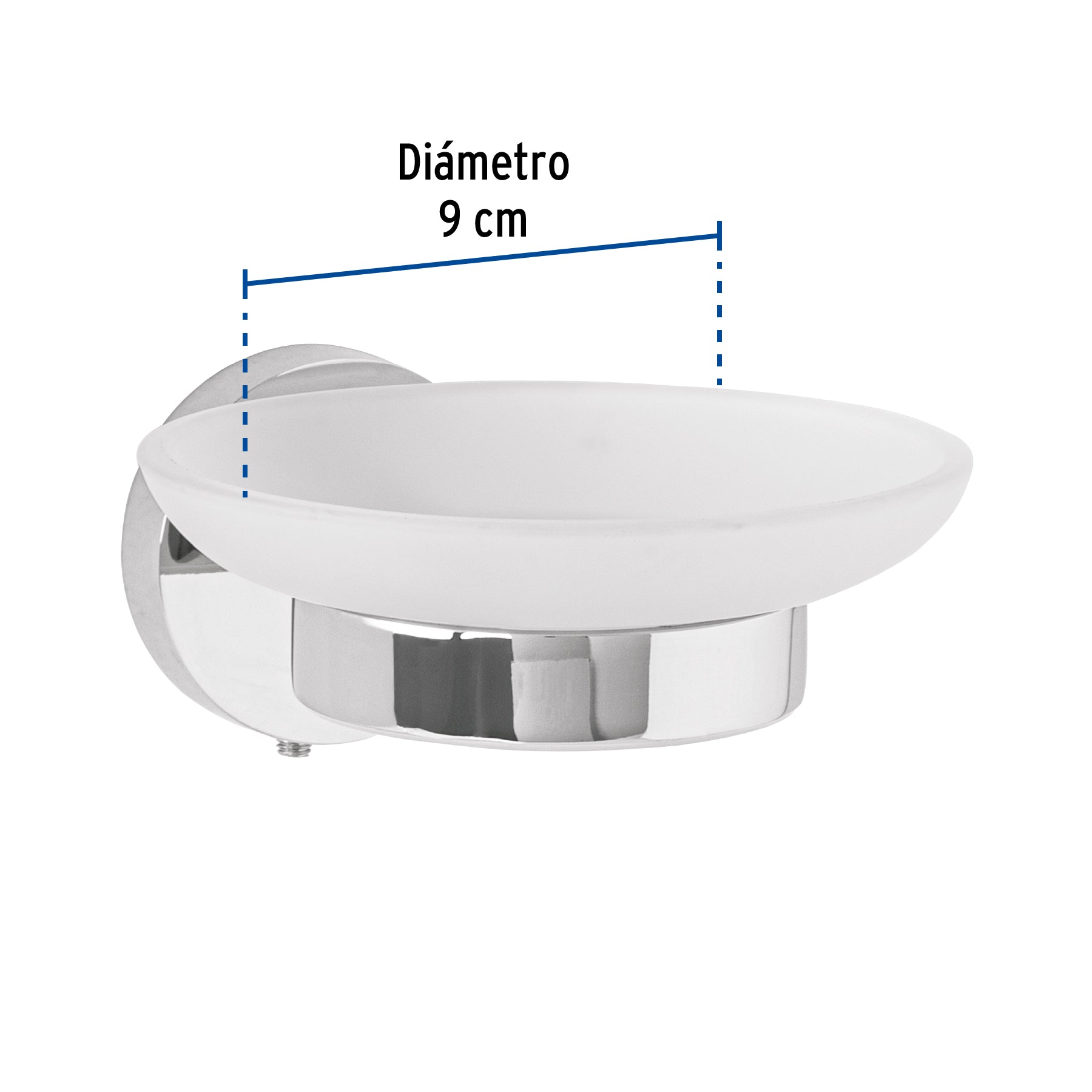 Jabonera metálica cromo con plato de vidrio, FOSET TÚBIG