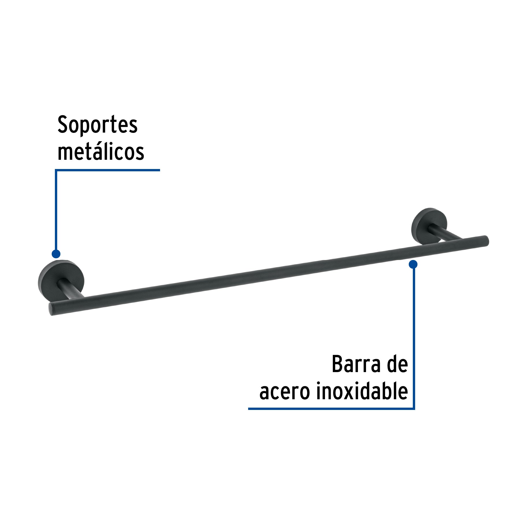 Toallero de barra metálico acabado negro, FOSET TÚBIG