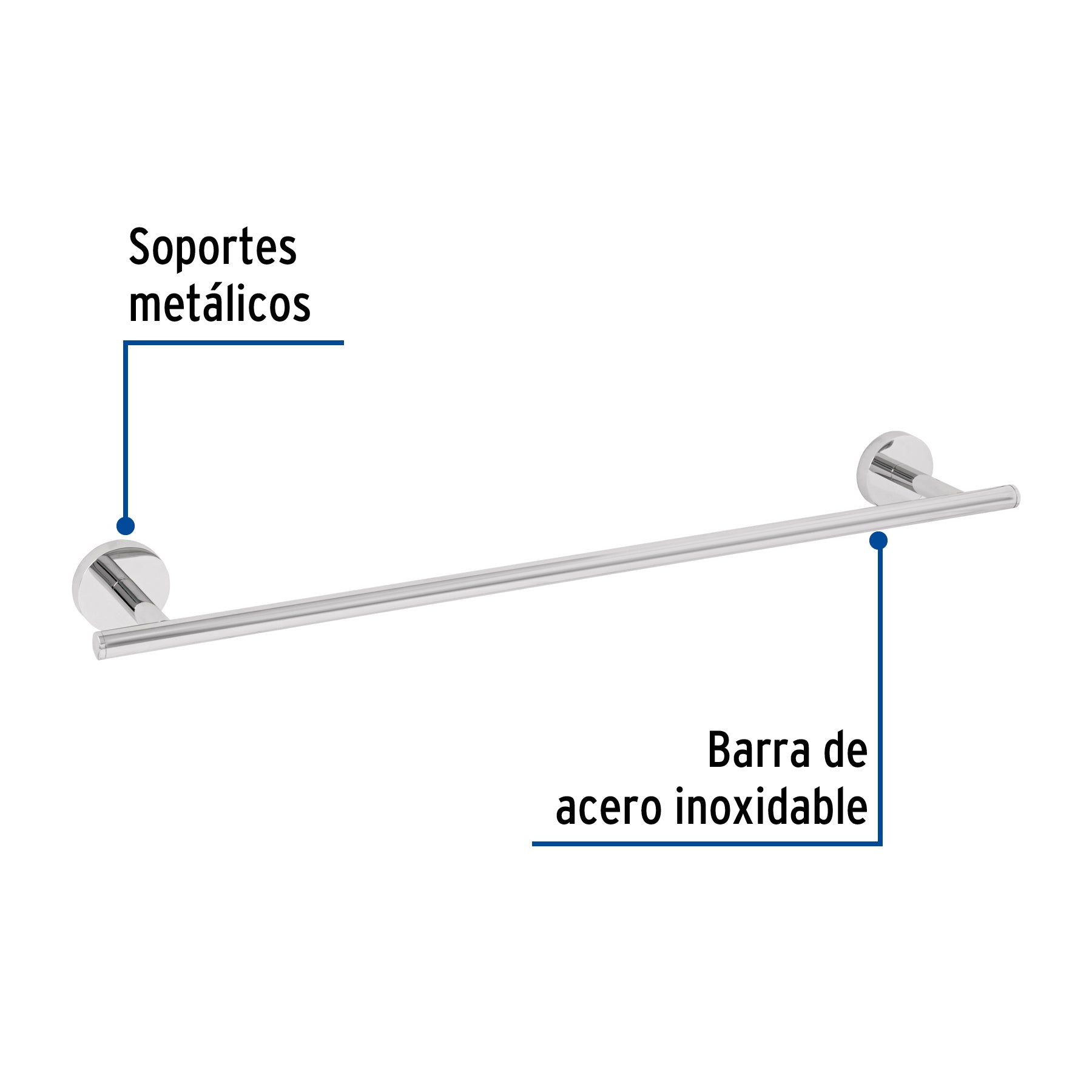 Toallero de barra metálico acabado cromo, FOSET TÚBIG