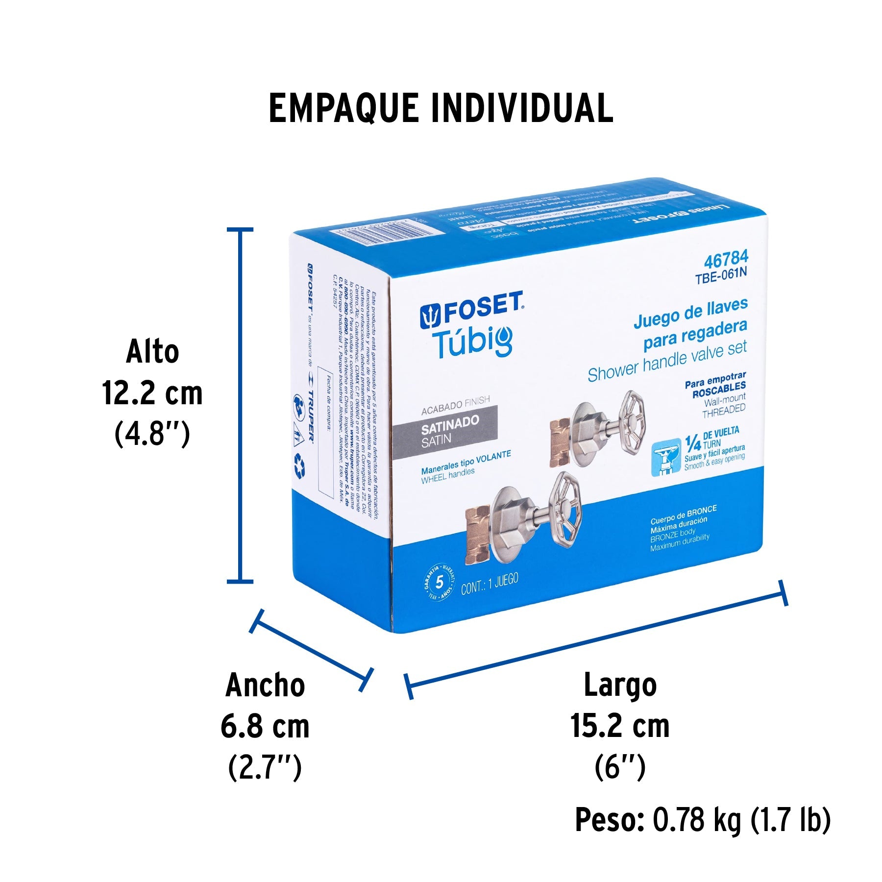 Juego llaves empotrar roscables, volante satín, TÚBIG - Empaque