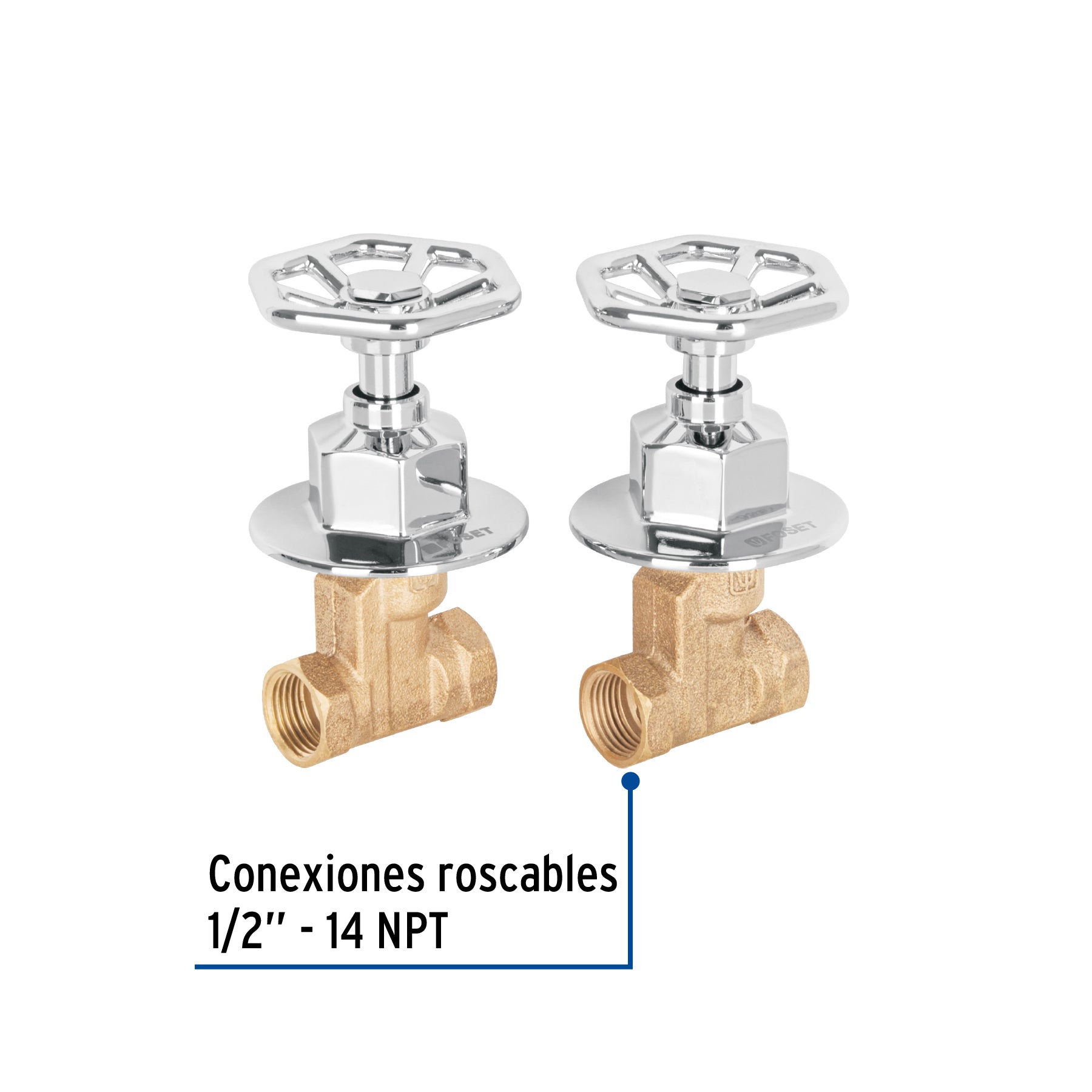 Juego llaves empotrar roscables, volante cromo, TÚBIG