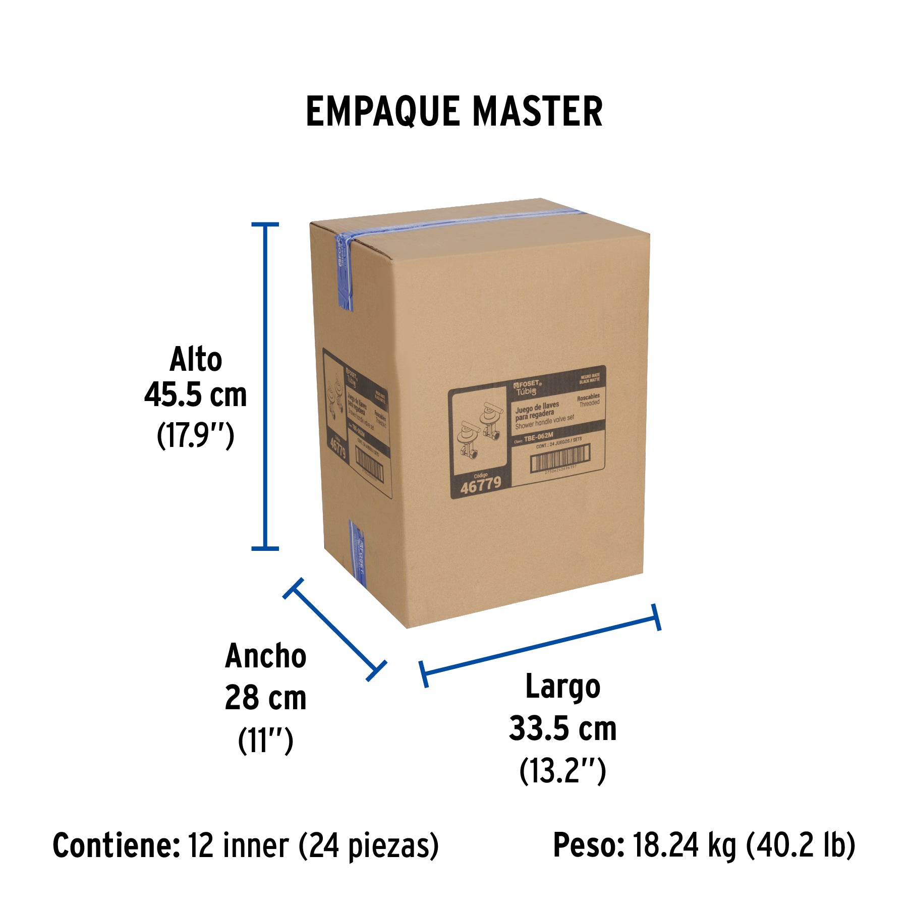 Juego llaves empotrar roscables, palanca negro, TÚBIG - Empaque