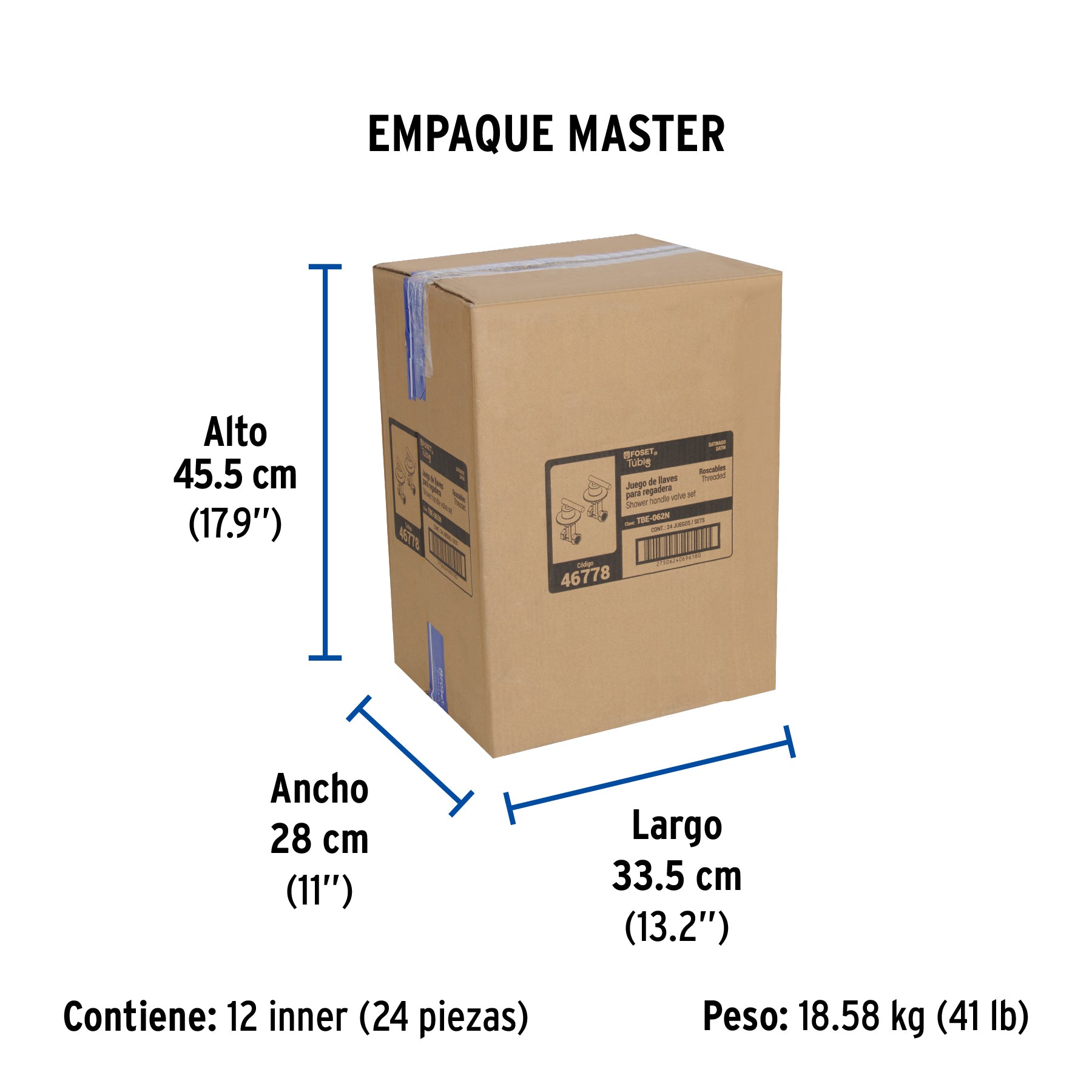 Juego llaves empotrar roscables, palanca satín, TÚBIG - Empaque