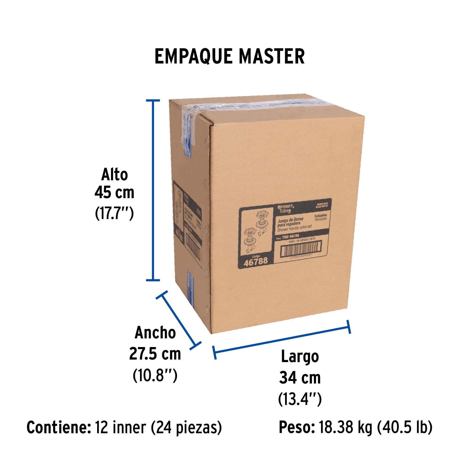 Juego llaves empotrar soldables, volante negro, TÚBIG - Empaque