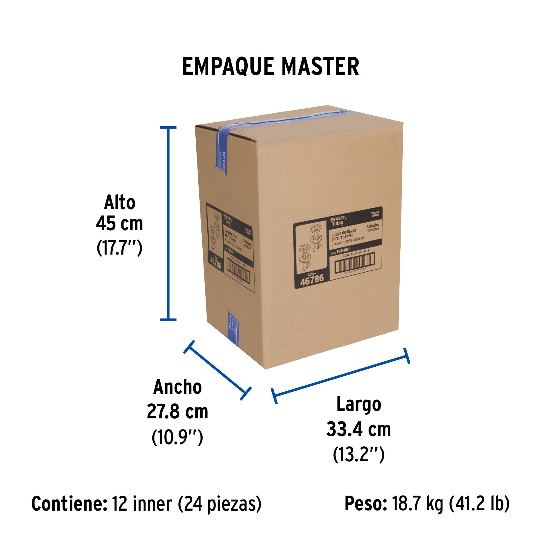 Juego llaves empotrar soldables, volante cromo, TÚBIG - Empaque