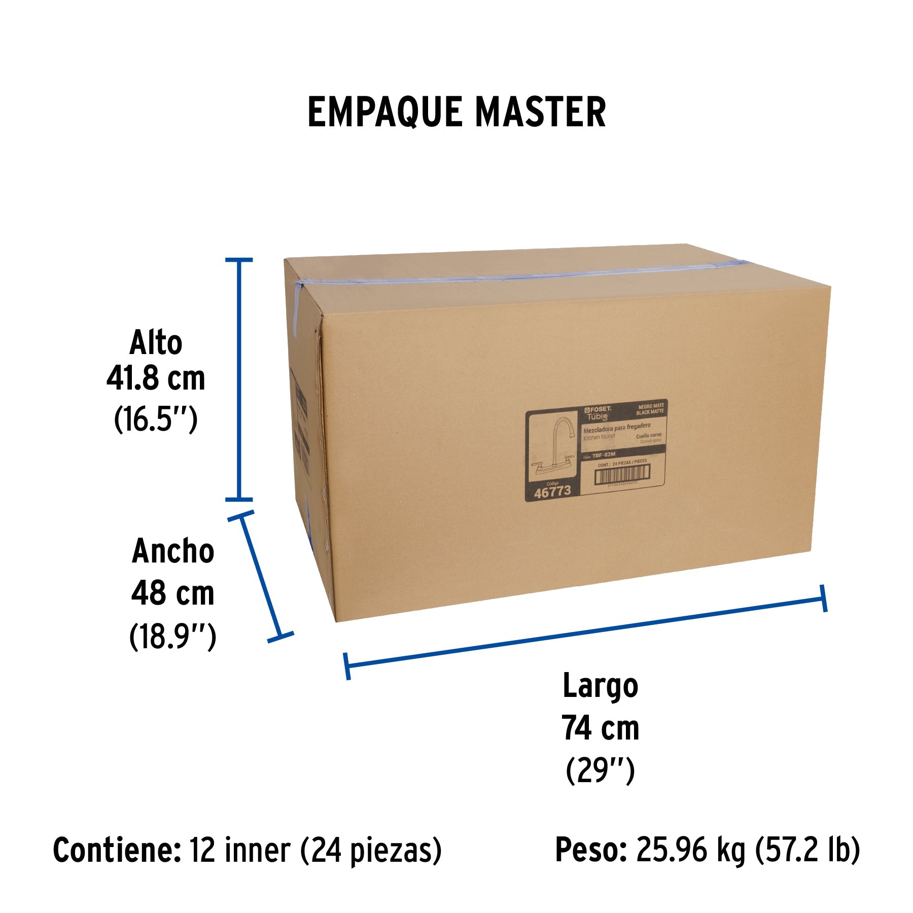 Mezcladora para fregadero,manerales palanca,negro mate TÚBIG - Empaque