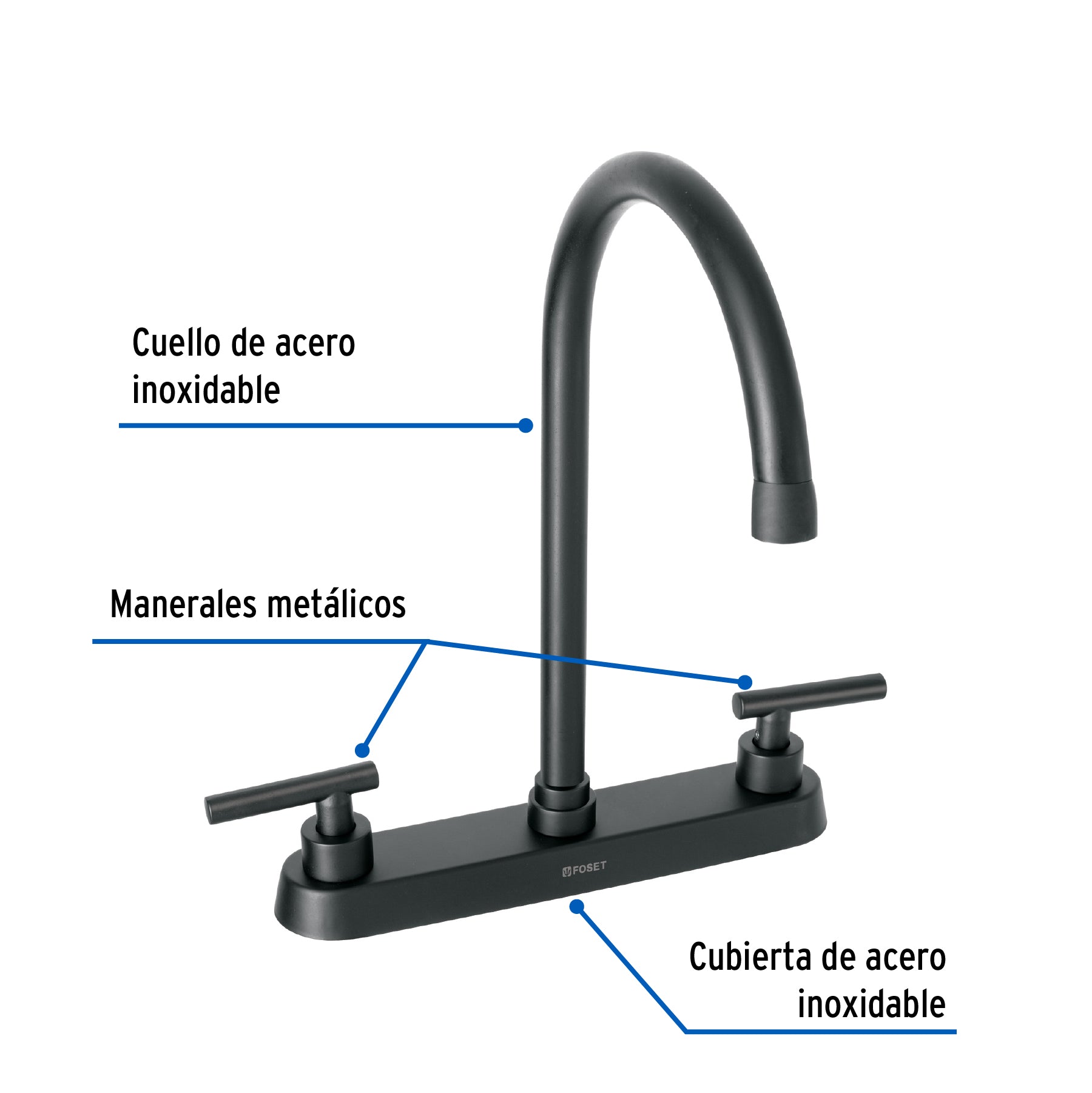 Mezcladora para fregadero,manerales palanca,negro mate TÚBIG