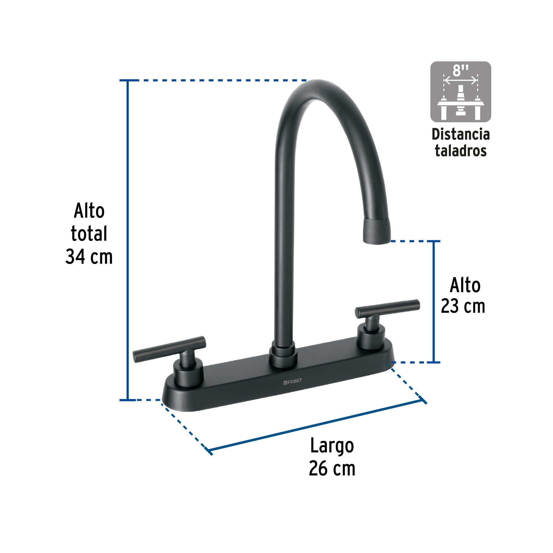 Mezcladora para fregadero,manerales palanca,negro mate TÚBIG