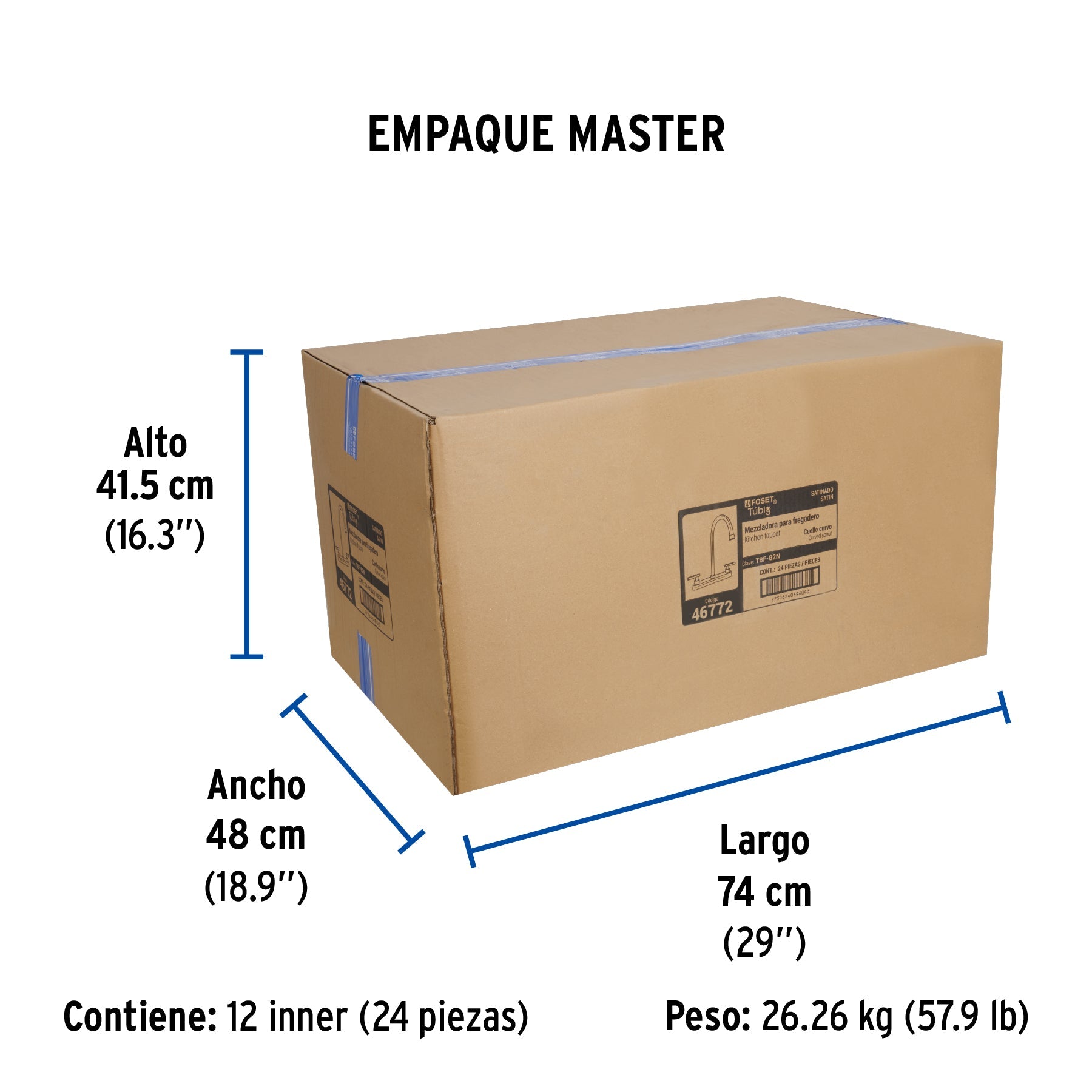 Mezcladora para fregadero, manerales palanca, satín, TÚBIG - Empaque